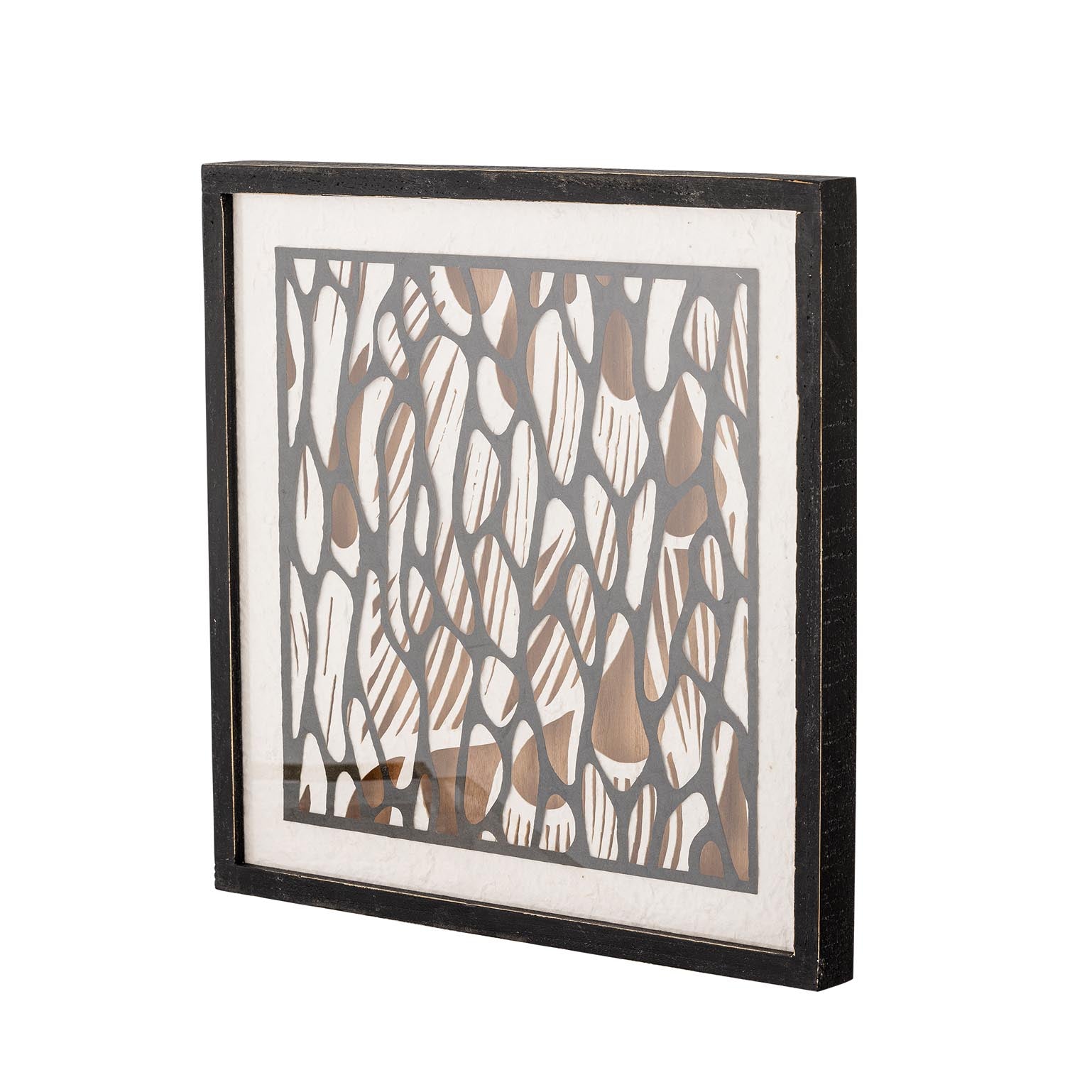 Elegante Barlin Illustration im schwarzen Rahmen aus Kiefernholz von Bloomingville, ideal für stilvolle Wohnraumdekoration.