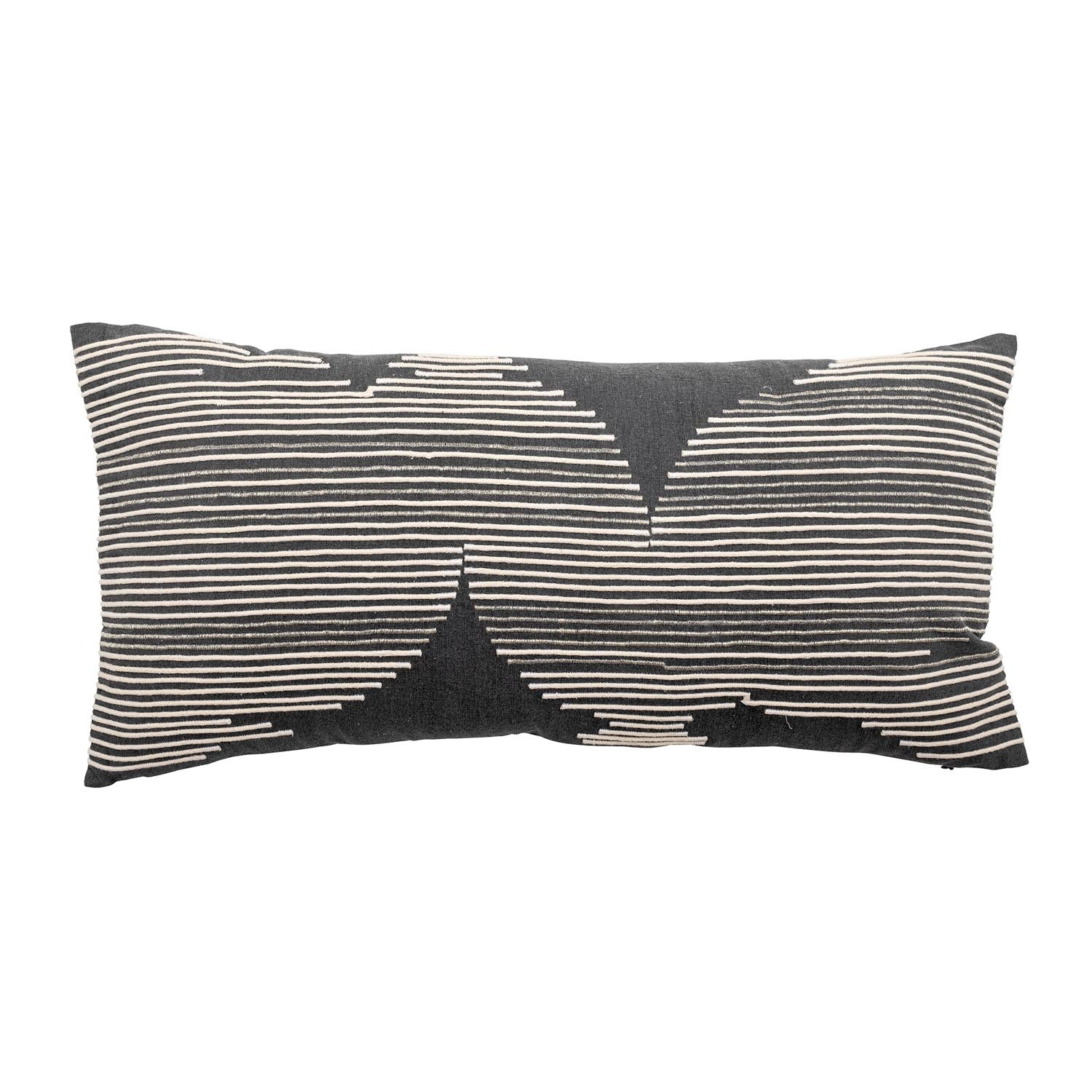 Elegantes Brechia Kissen von Bloomingville: Dunkelgrau mit feinen Streifen, aus weicher Baumwolle. Perfekt für stilvolle Akzente.