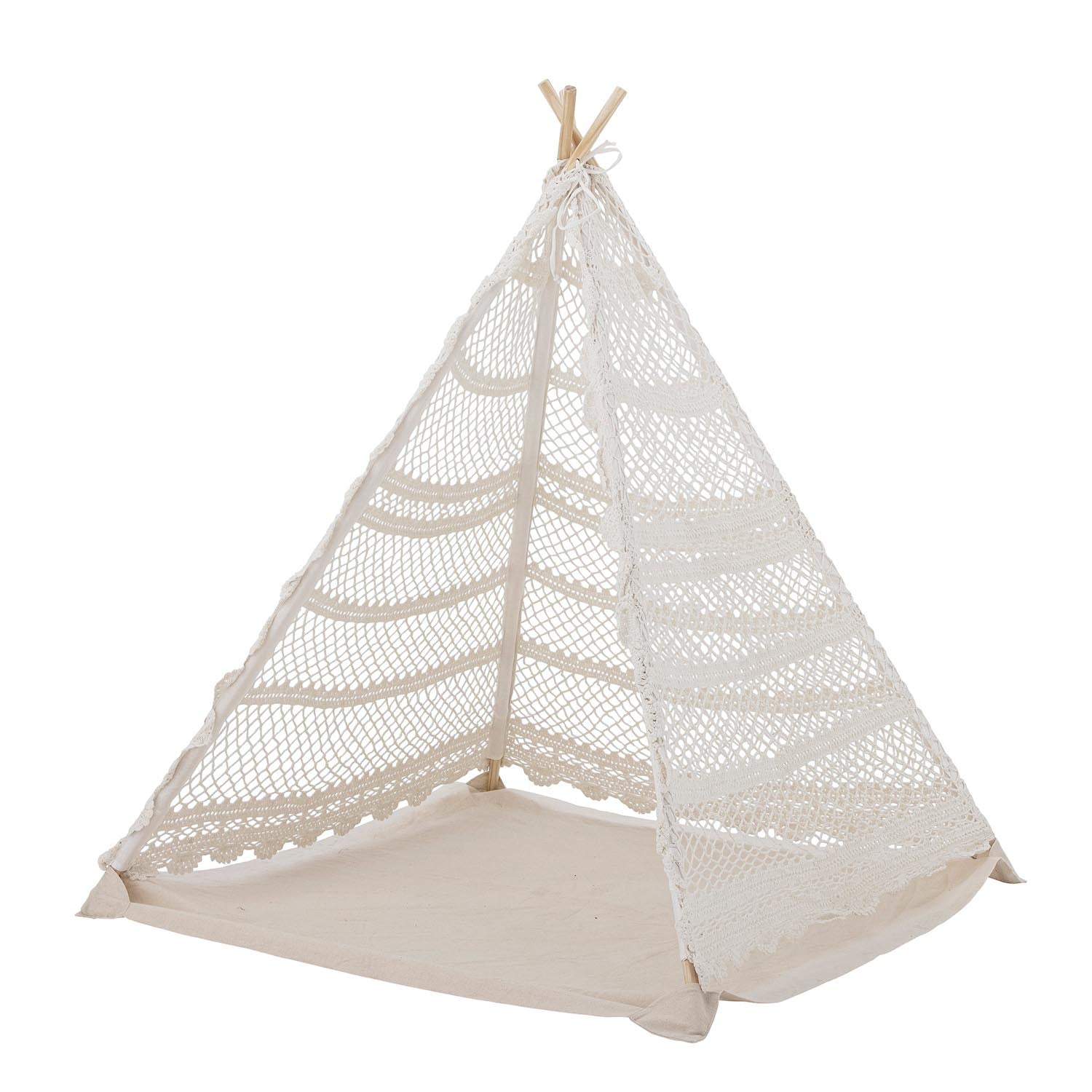 Zauberhaftes Kinder-Tipi aus recycelter Baumwolle, ideal für fantasievolle Abenteuer und stilvolle Rückzugsorte.