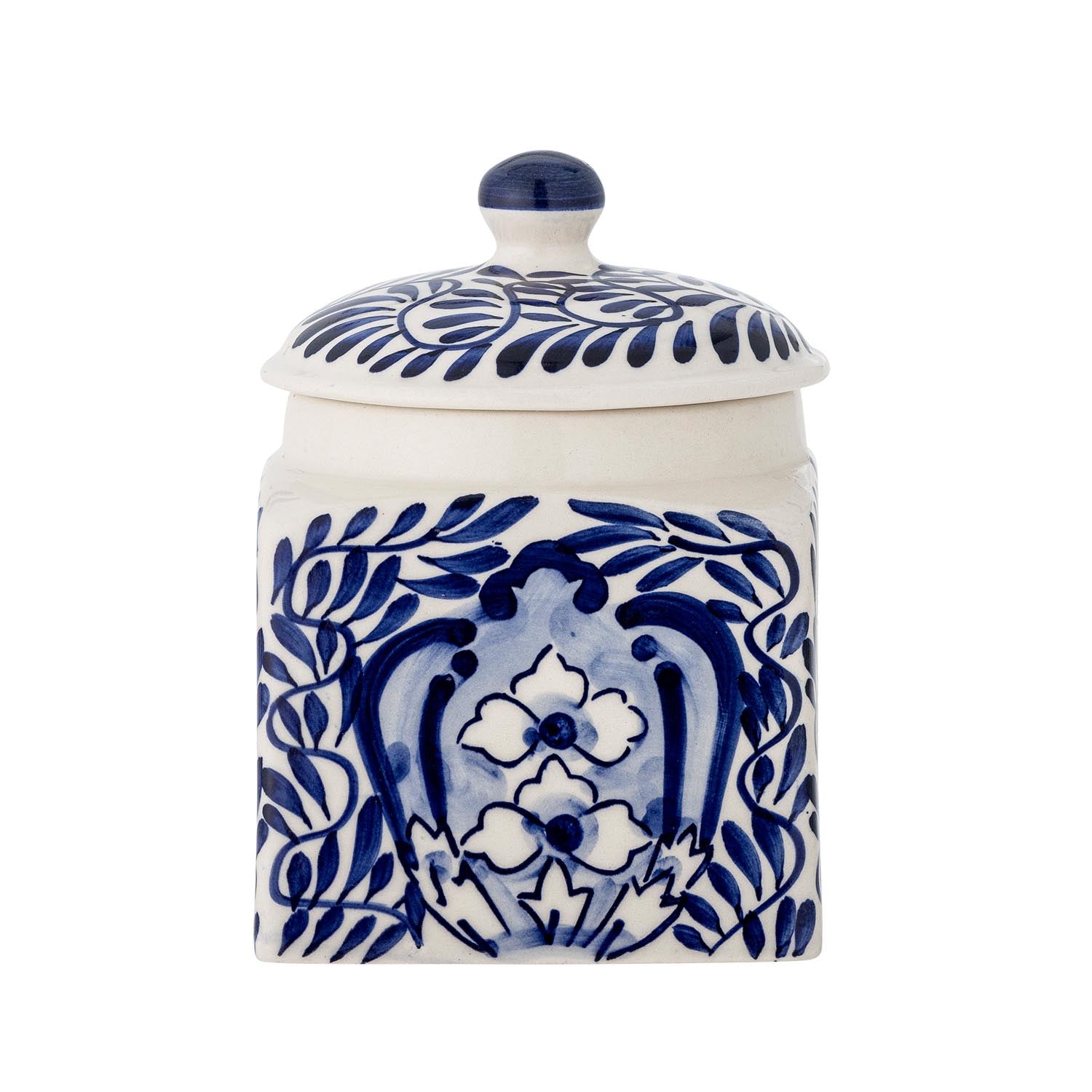 Elegantes blaues Steingut-Gefäss mit Deckel von Creative Collection, ideal für stilvolle Aufbewahrung und Dekoration.