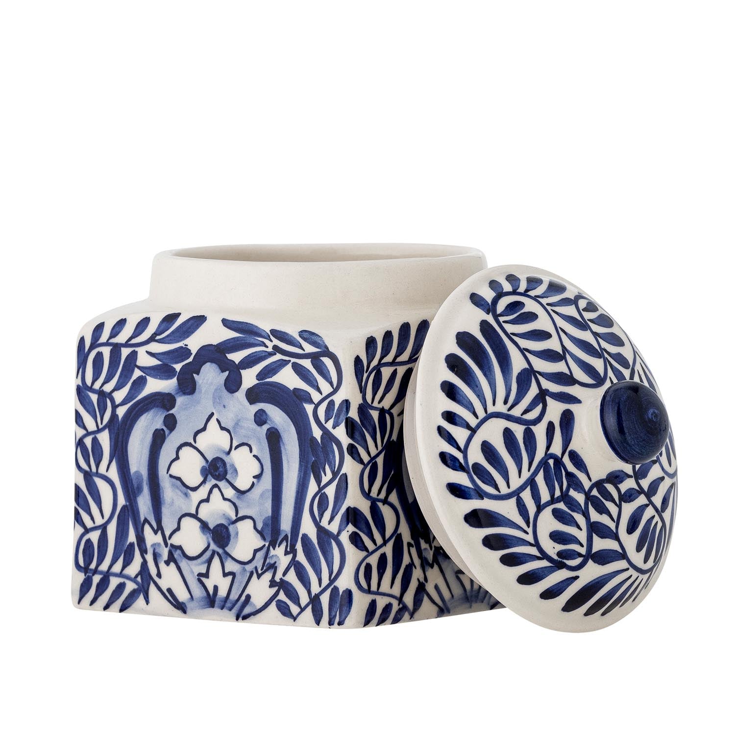 Stilvolles Steingut-Gefäss in Blau mit Deckel von Creative Collection, perfekt für dekorative und praktische Aufbewahrung.