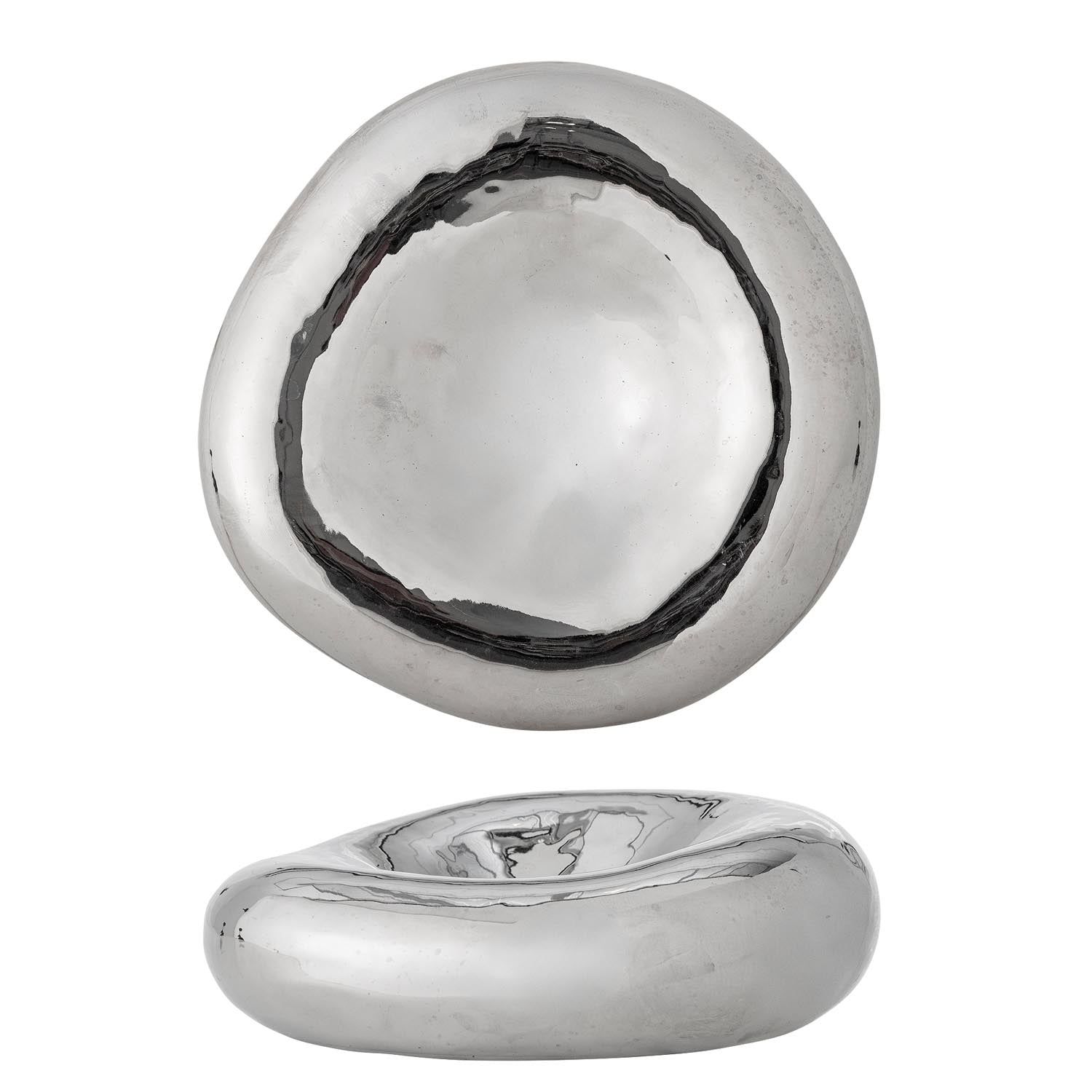 Die Shine Schale von Bloomingville: Eleganz in Silber, robustes Steingut, glamouröse Chromglasur – ein stilvolles Highlight für Ihr Zuhause.