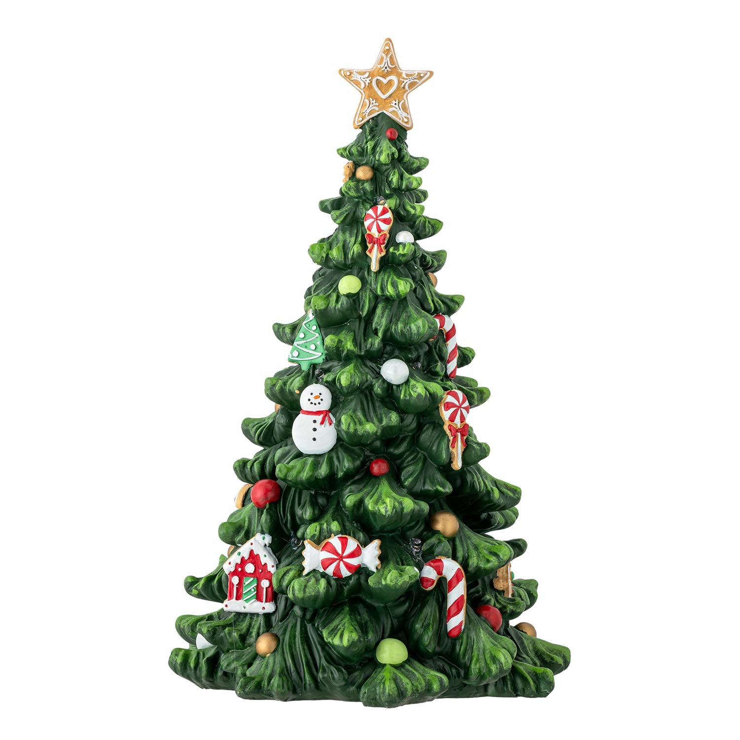 Eddy Deko mit Licht: Stilvoller, grüner Polyresin-Weihnachtsbaum von Bloomingville, der mit sanftem Licht festliche Eleganz verbreitet.