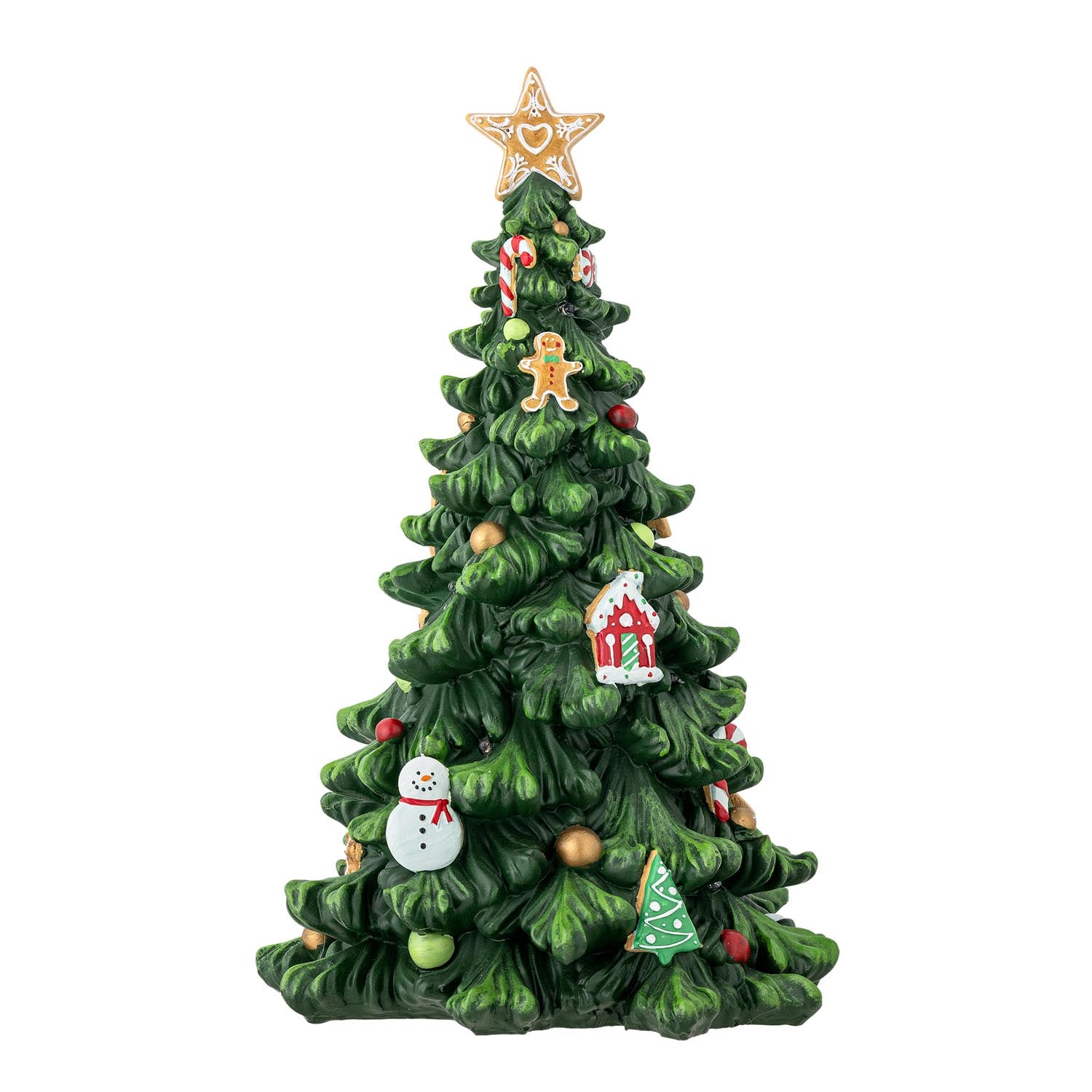 Grüne Polyresin-Figur mit Licht von Bloomingville, perfekt als dekoratives Highlight für moderne Wohnräume.