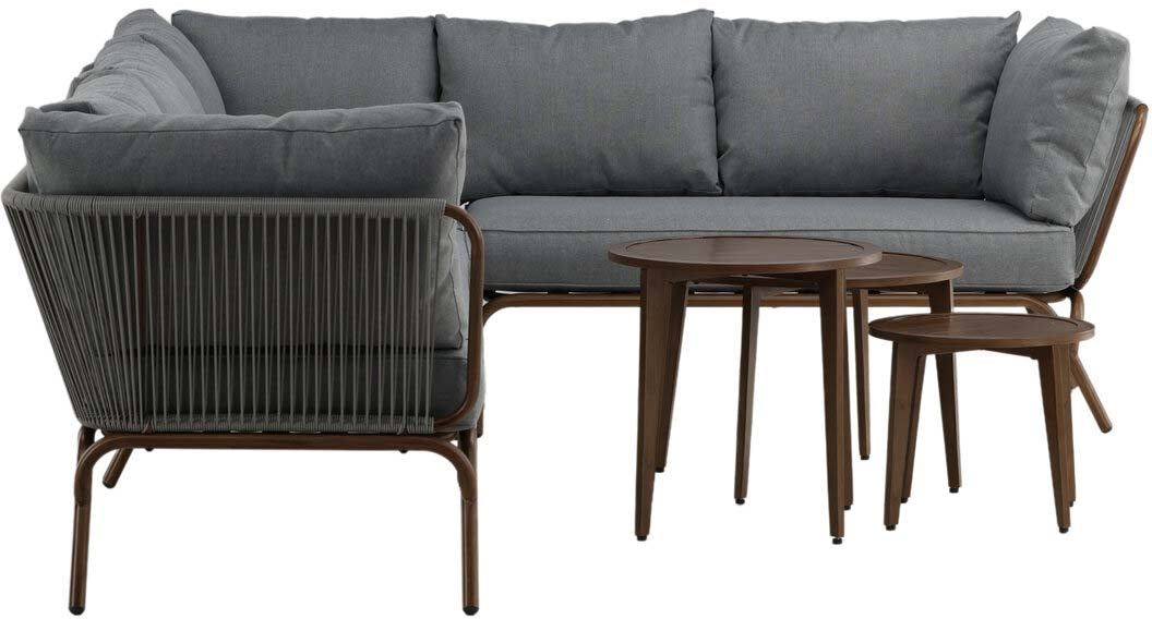 Entdecken Sie das Roxo Ecksofa Outdoorset von Venture Home: Modernes Design, robust und bequem für bis zu 6 Personen – perfekt für Ihre Terrasse!