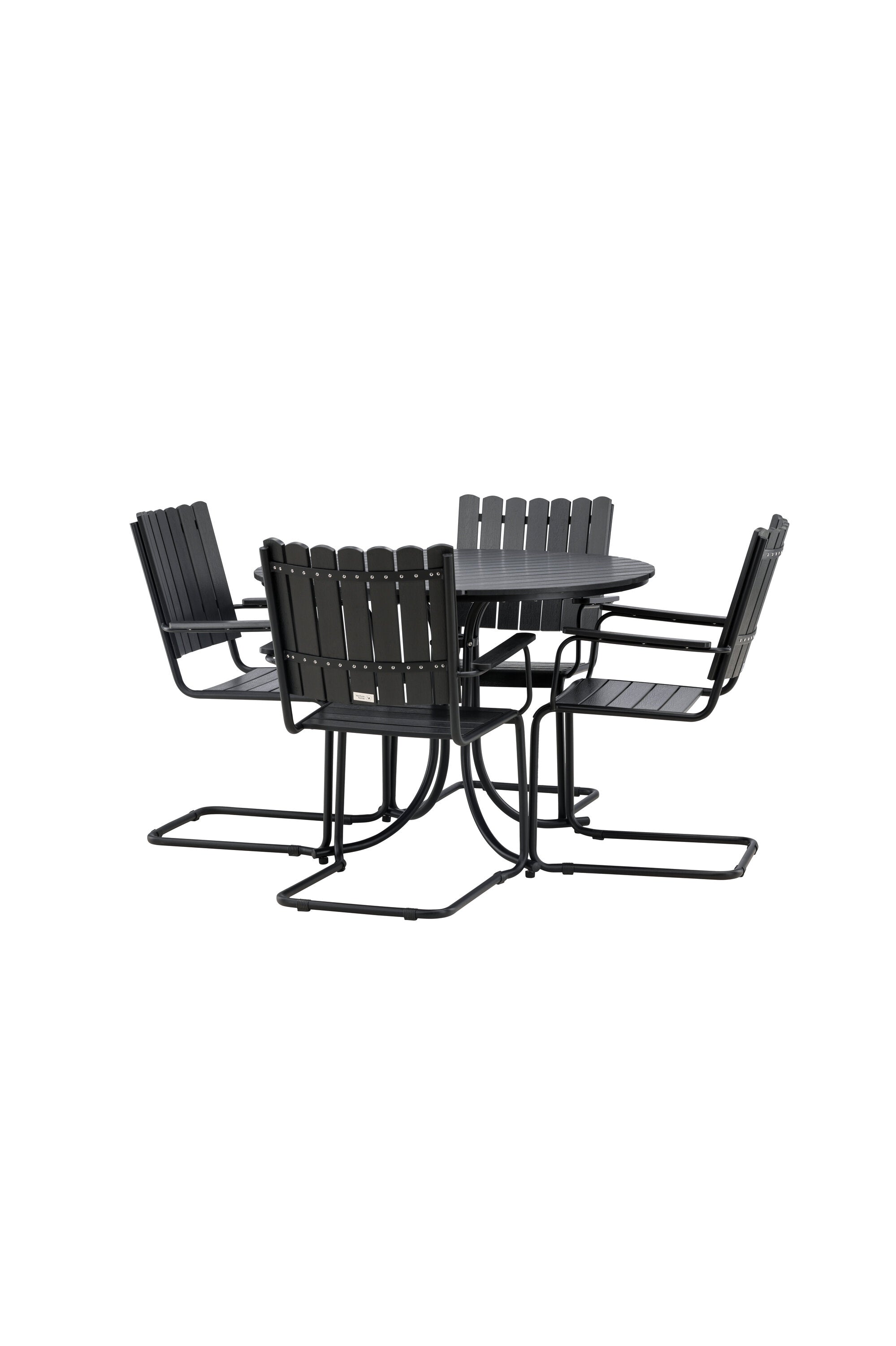Holmsund Outdoor-Tischset ⌀100cm/4St. in Schwarz präsentiert im Onlineshop von KAQTU Design AG. Gartentischset ist von Venture Home