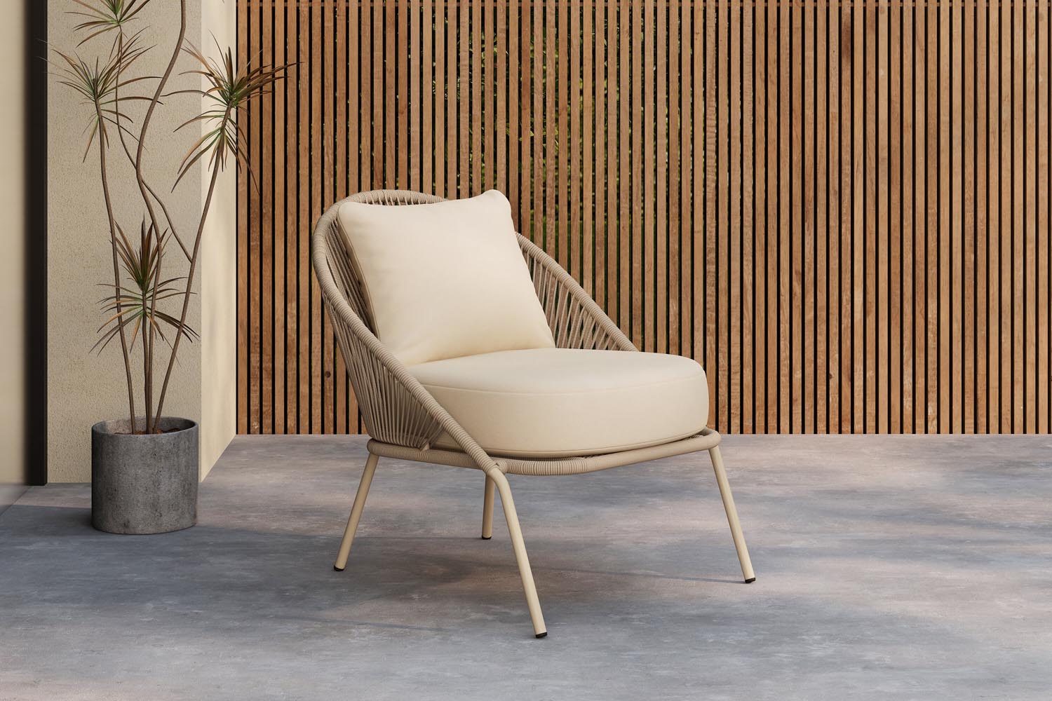 Lindos Loungesessel in Beige präsentiert im Onlineshop von KAQTU Design AG. Outdoor-Sessel ist von Venture Home