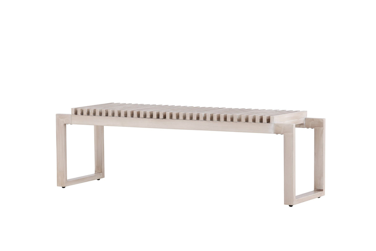 Gartenbank Athena von Venture Home mit schwarzem Aluminiumgestell und gerippter Sitzfläche aus braunem Aintwood, Outdoor-Design.