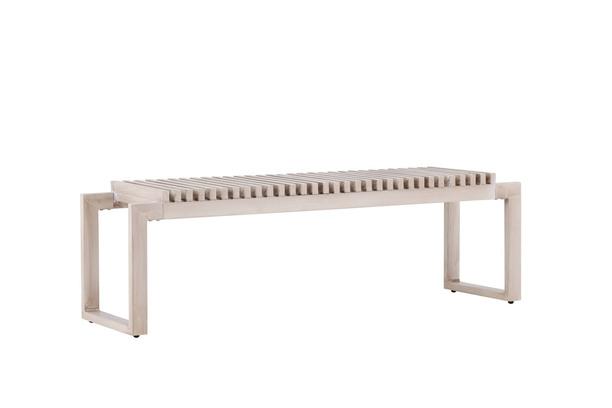 Gartenbank Athena von Venture Home mit schwarzem Aluminiumgestell und gerippter Sitzfläche aus braunem Aintwood, Outdoor-Design.