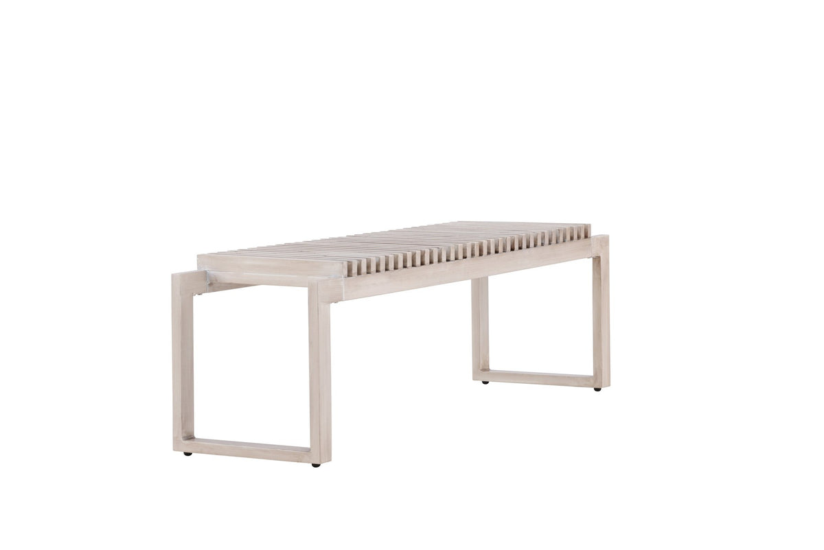 Gartenbank Athena von Venture Home mit schwarzem Aluminiumgestell und gerippter Sitzfläche aus braunem Aintwood, Outdoor-Design.
