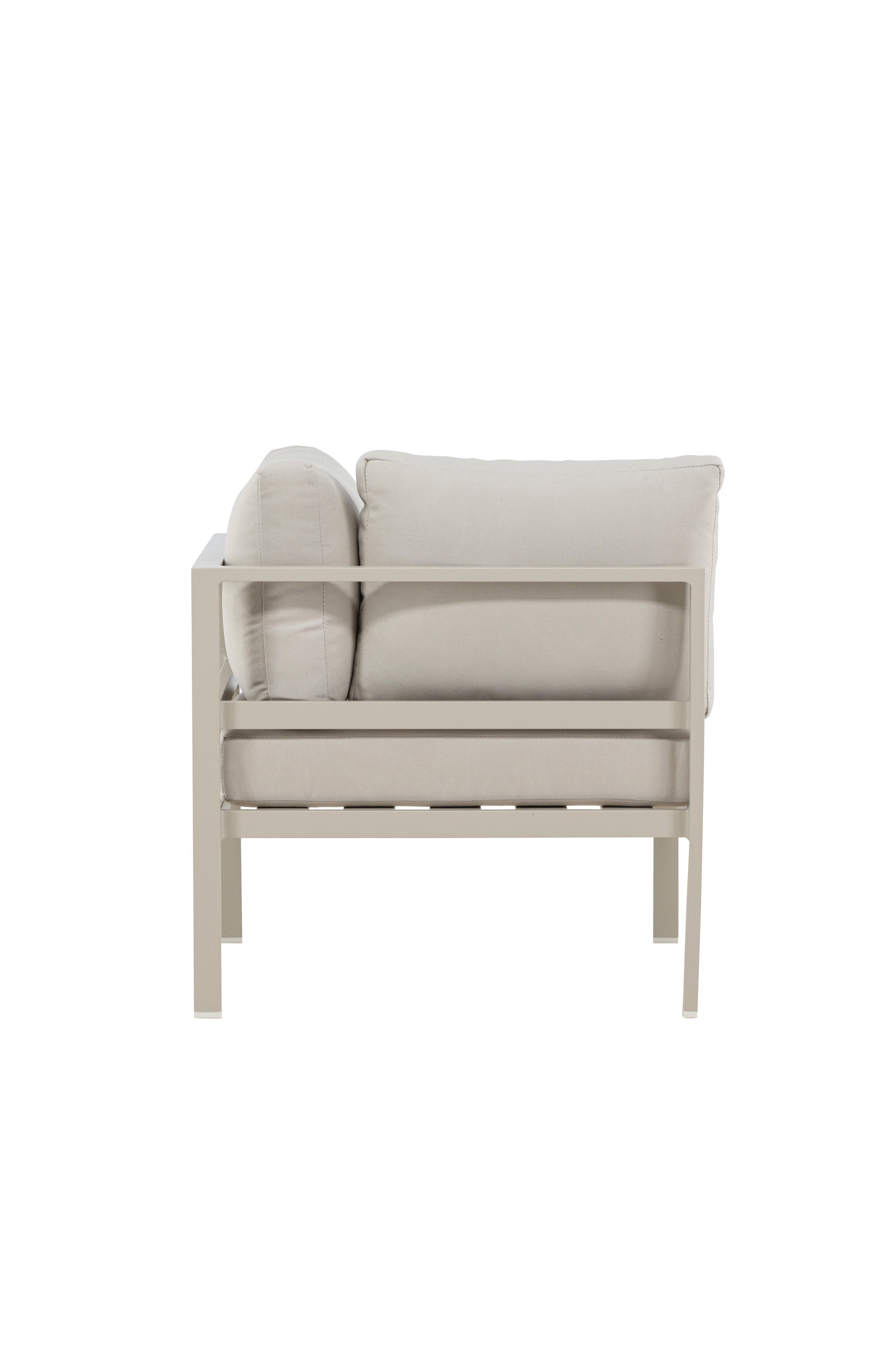 Copacabana Sofa Corner in modernem Design mit hellgrauem Polster und schlanken schwarzen Metallbeinen, präsentiert in einer stilvollen Wohnumgebung.