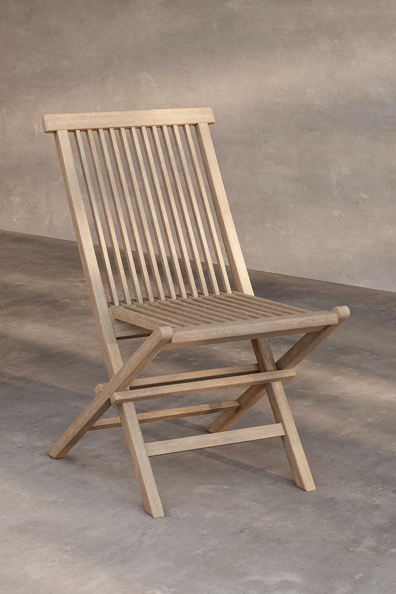 Eleganter Gartenstuhl aus erstklassigem Teakholz mit ansprechendem Whitewash-Finish. Langlebig, witterungsbeständig und perfekt für stilvolle Outdoor-Bereiche.