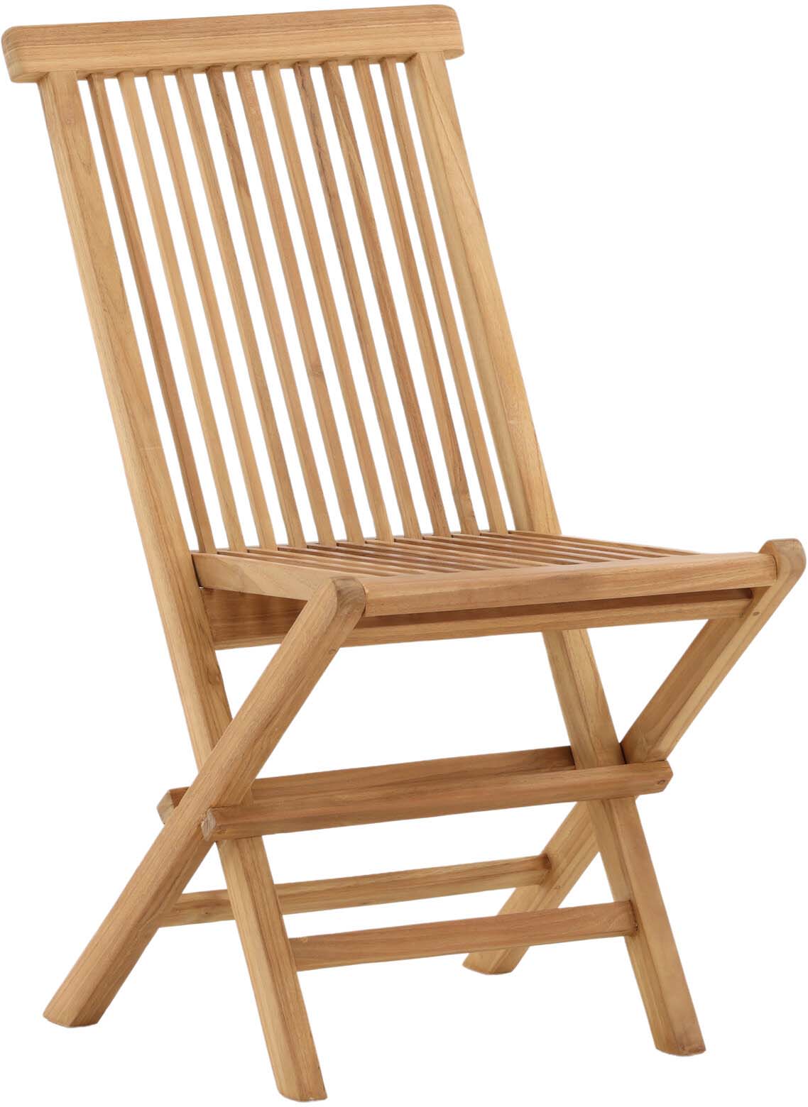 Stilvoller Teakholz-Gartenstuhl mit Armlehnen, klappbar und langlebig. Ideal für entspannte Stunden im Freien und gesellige Abende.