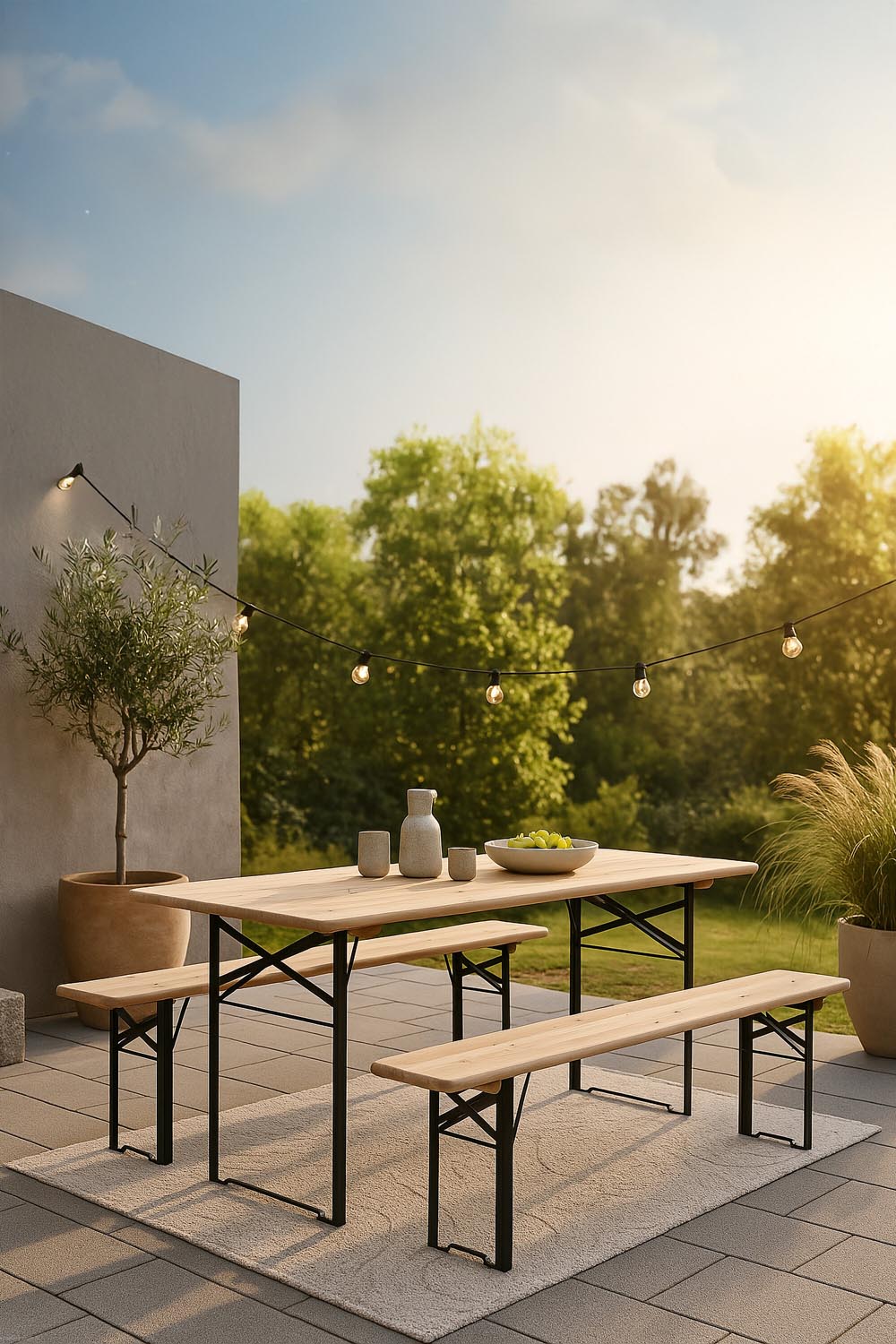 Guniess Outdoor-Tischset 200cm/2St. in Natur präsentiert im Onlineshop von KAQTU Design AG. Gartentischset ist von Venture Home