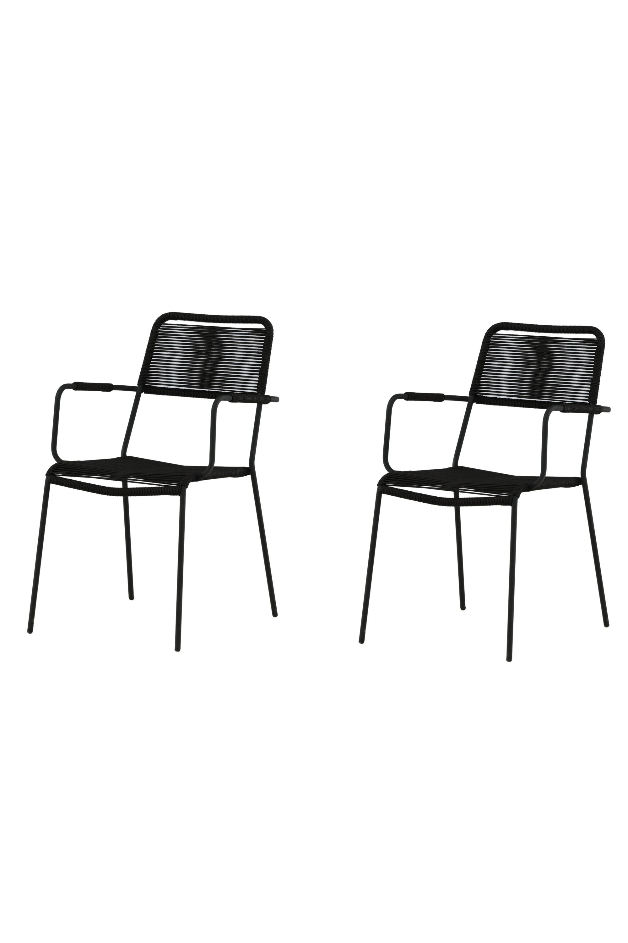 Lindos Gartenstuhl in Schwarz präsentiert im Onlineshop von KAQTU Design AG. Gartenstuhl mit Armlehnen ist von Venture Home