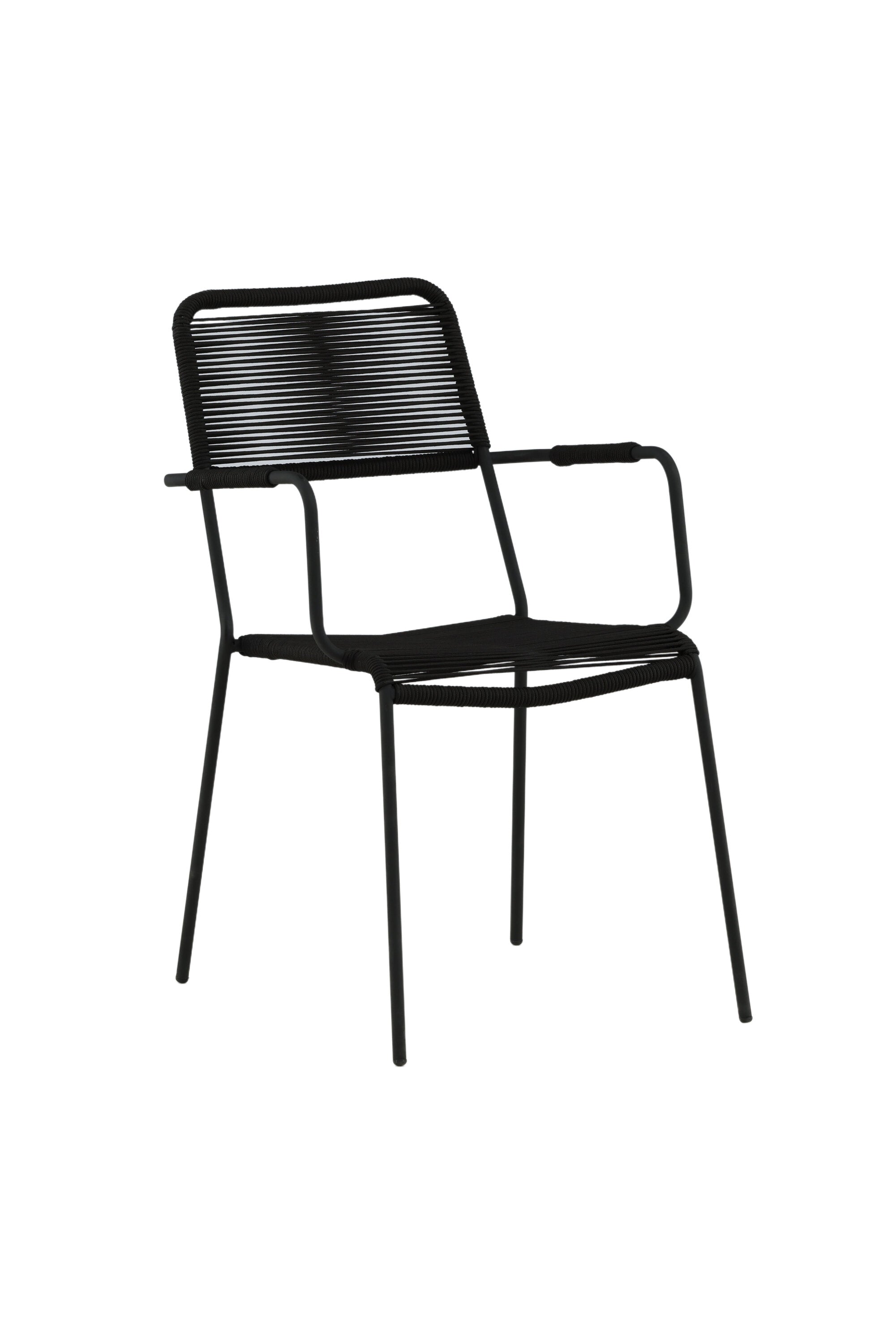 Lindos Gartenstuhl in Schwarz präsentiert im Onlineshop von KAQTU Design AG. Gartenstuhl mit Armlehnen ist von Venture Home