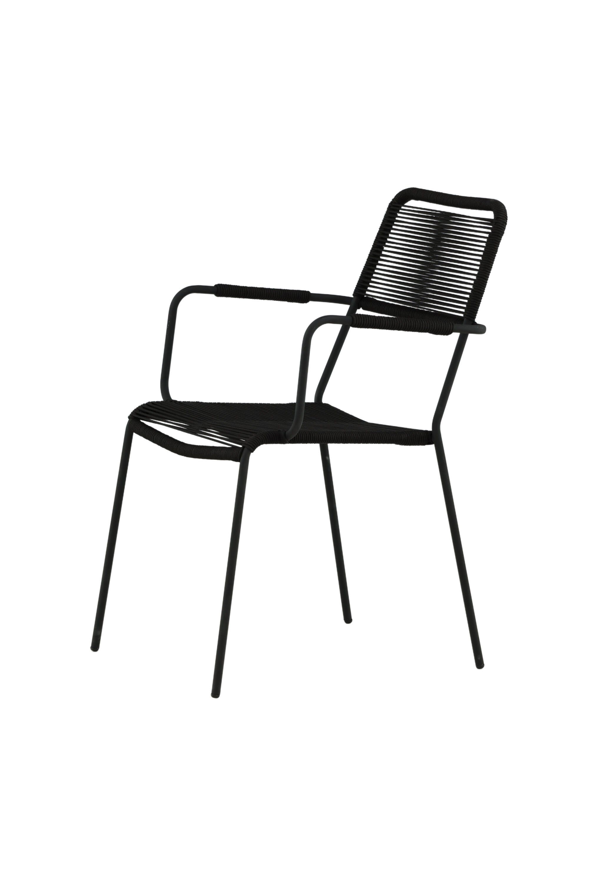Lindos Gartenstuhl in Schwarz präsentiert im Onlineshop von KAQTU Design AG. Gartenstuhl mit Armlehnen ist von Venture Home
