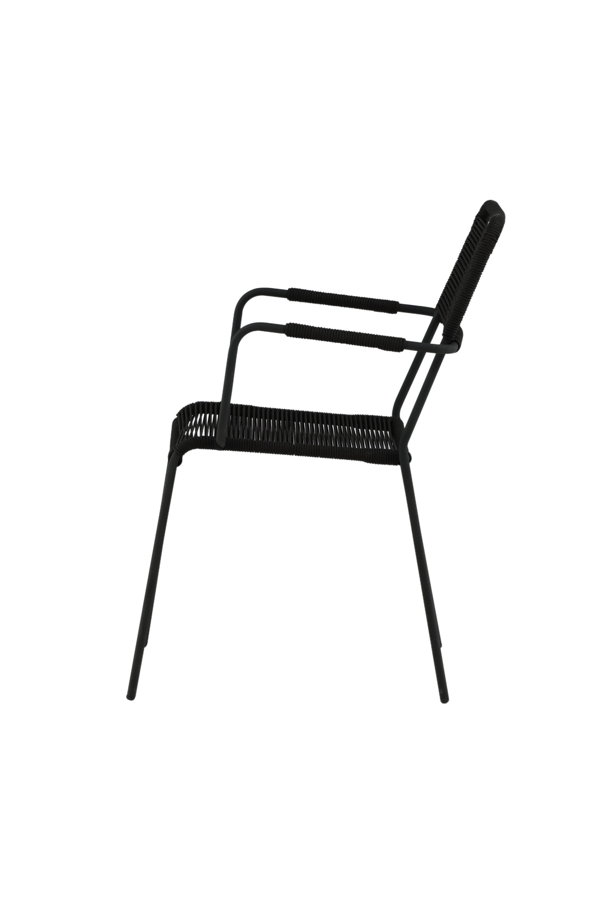 Lindos Gartenstuhl in Schwarz präsentiert im Onlineshop von KAQTU Design AG. Gartenstuhl mit Armlehnen ist von Venture Home