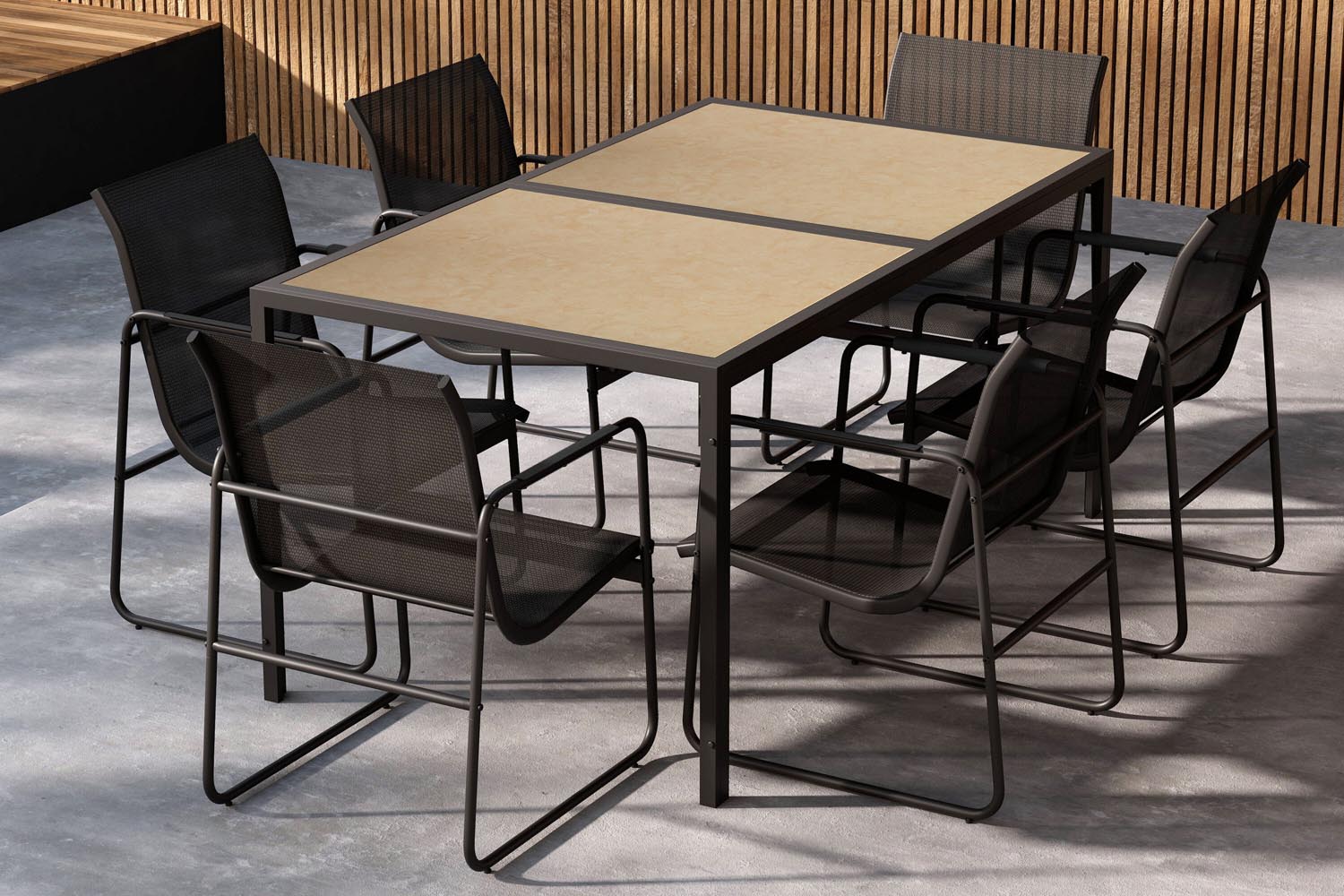 Erleben Sie das Lampedusa Gartentisch-Set von Venture Home: Robust, elegant und ideal für entspannte Stunden im Freien.