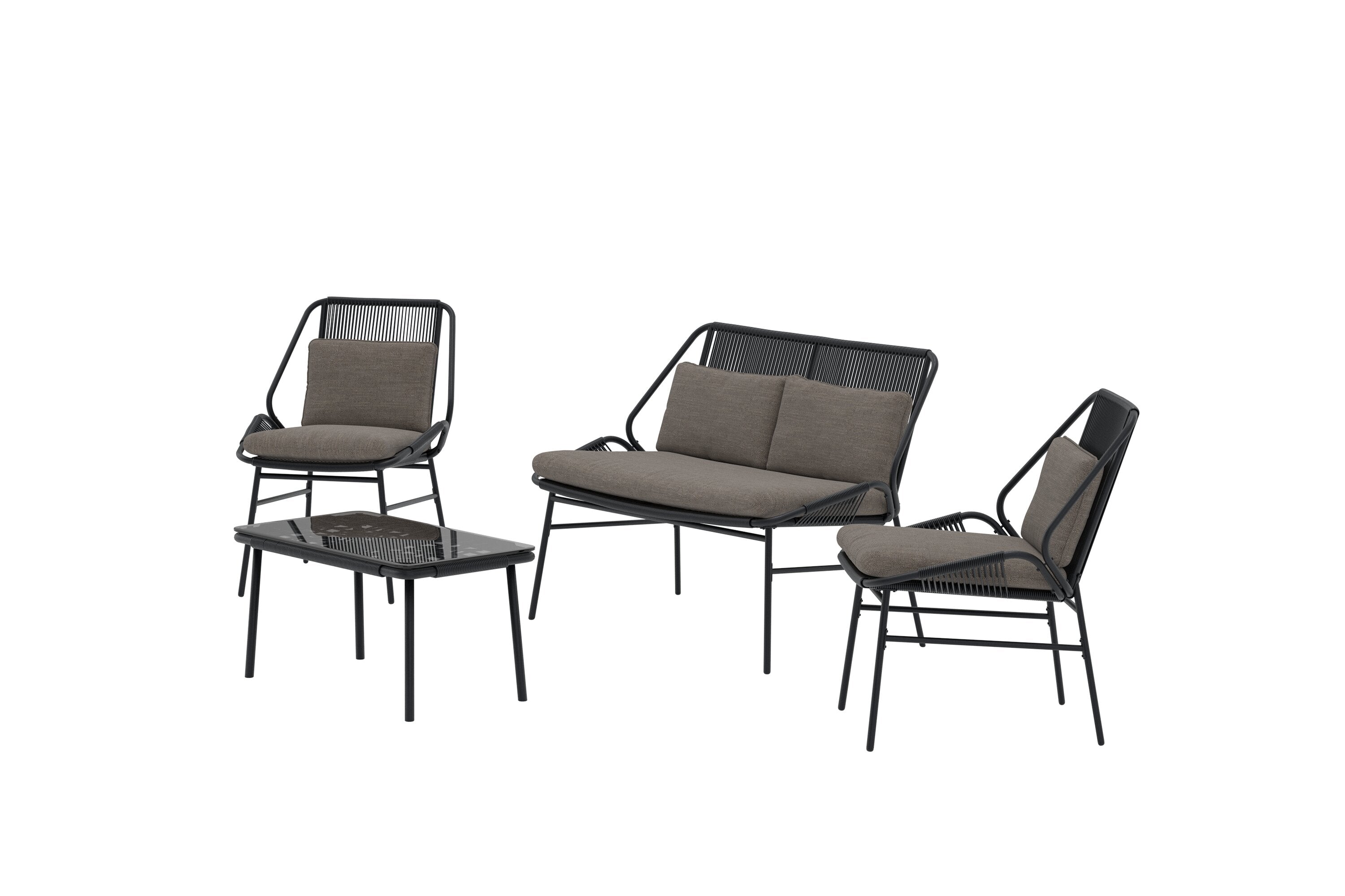 Elegantes Zakynthos Sofa Set von Venture Home in warmen Erdtönen, ideal für entspannte Outdoor-Momente und gesellige Runden.