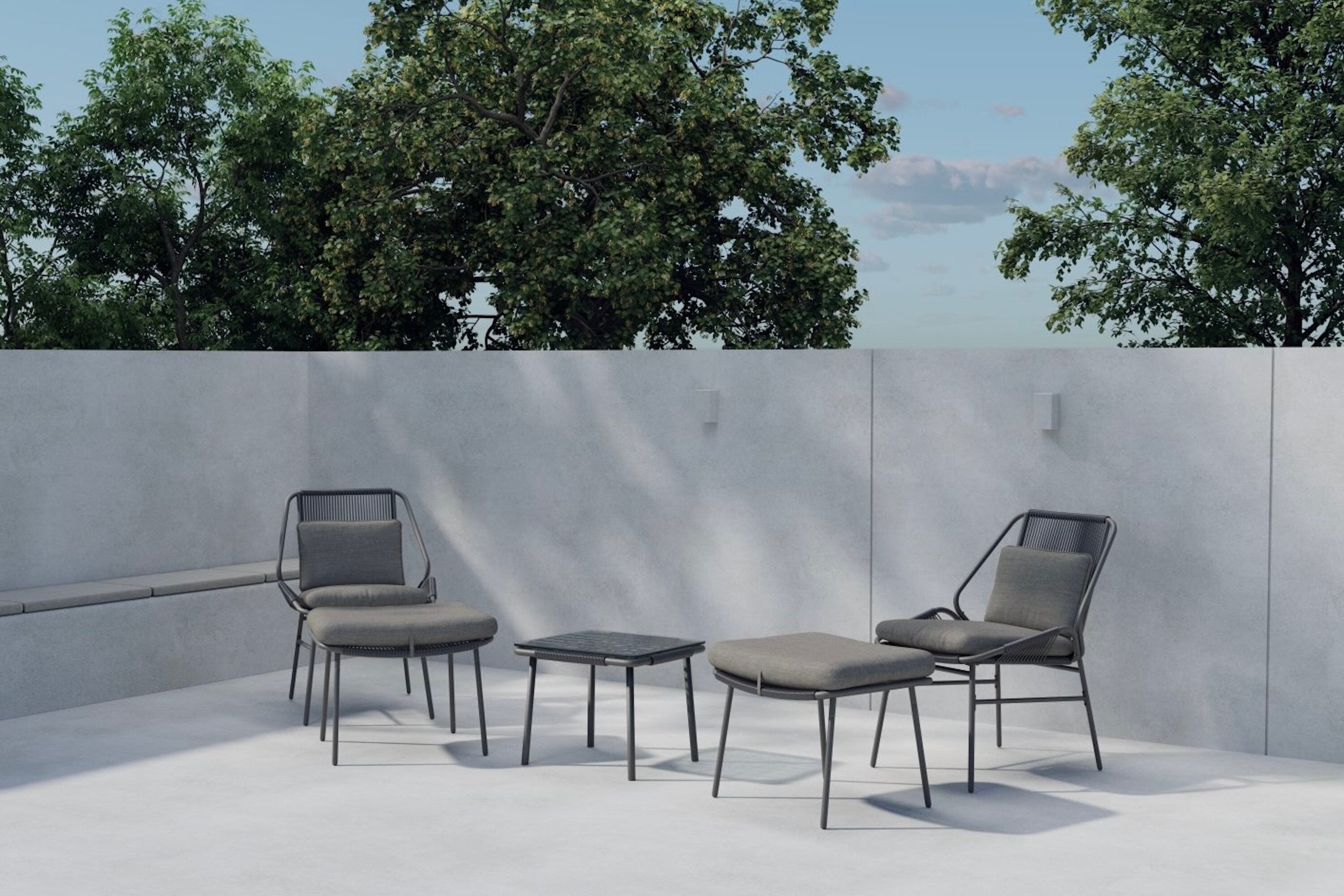 Elegantes Zakynthos Loungeset in warmem Braun, ideal für entspannte Stunden im Freien, präsentiert von Venture Home.