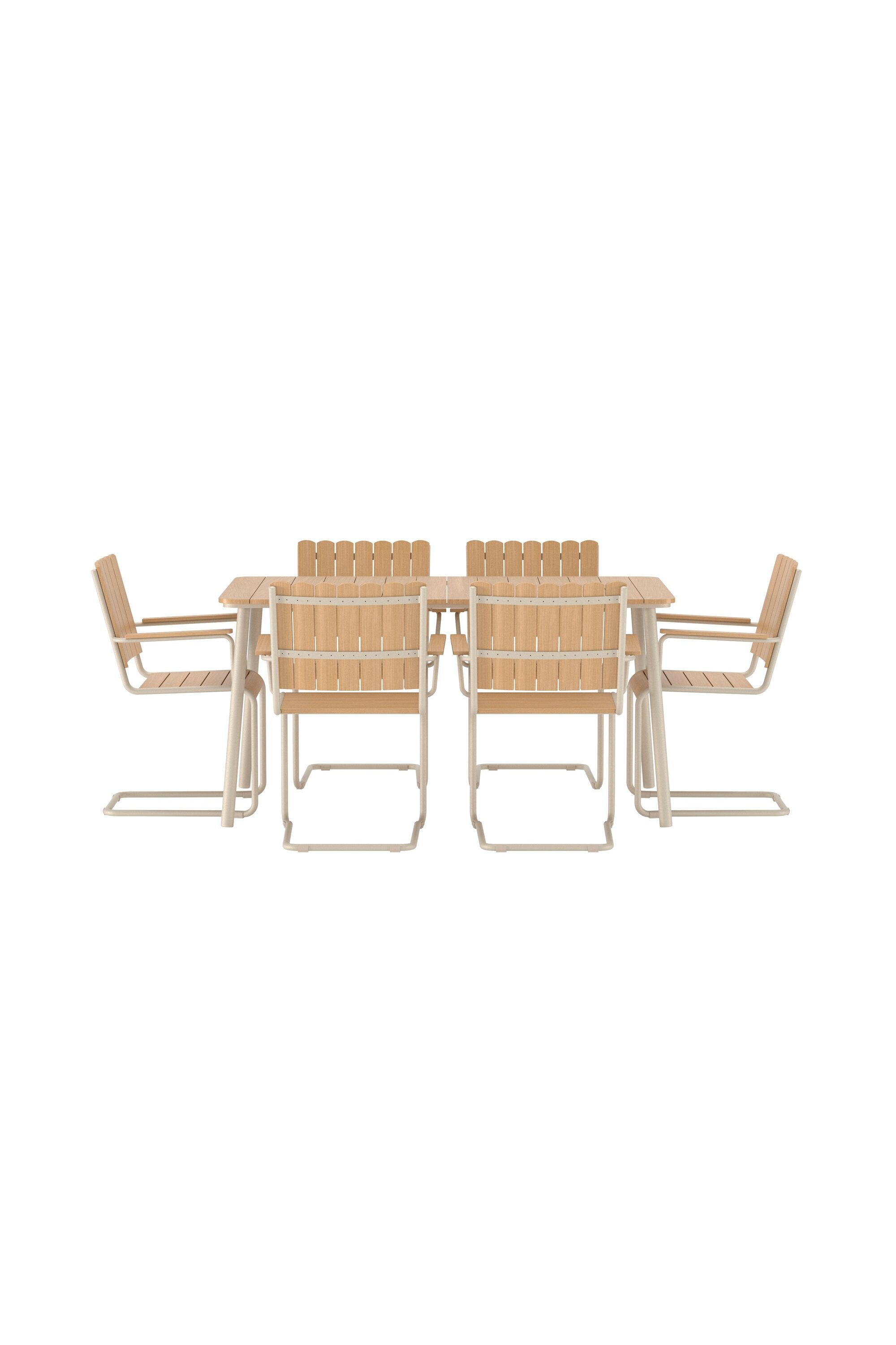 Holmsund Gartentischset in Natur präsentiert im Onlineshop von KAQTU Design AG. Gartentischset ist von Venture Home