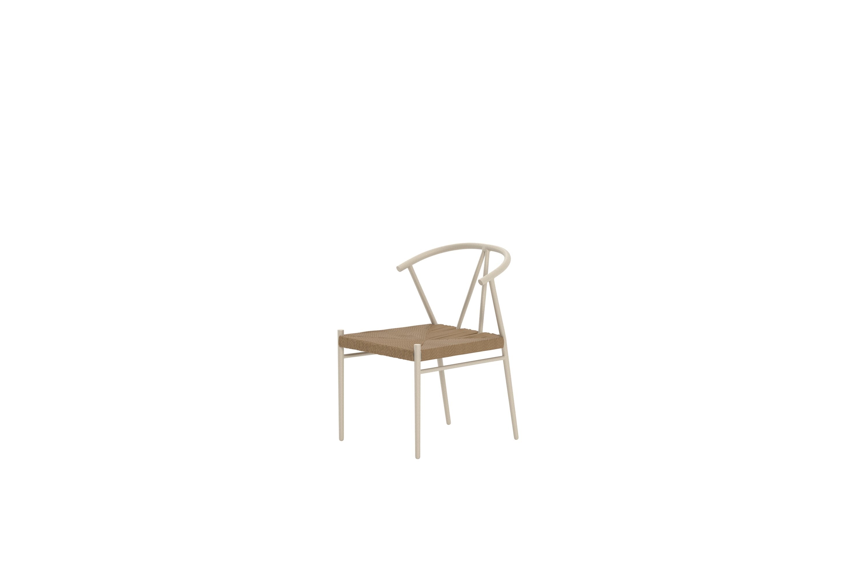 Stilvoller Alfons Gartenstuhl von Venture Home in sanftem Beige, ideal für entspannte Momente im Freien, kombiniert Funktionalität mit zeitgemäßem Stil.