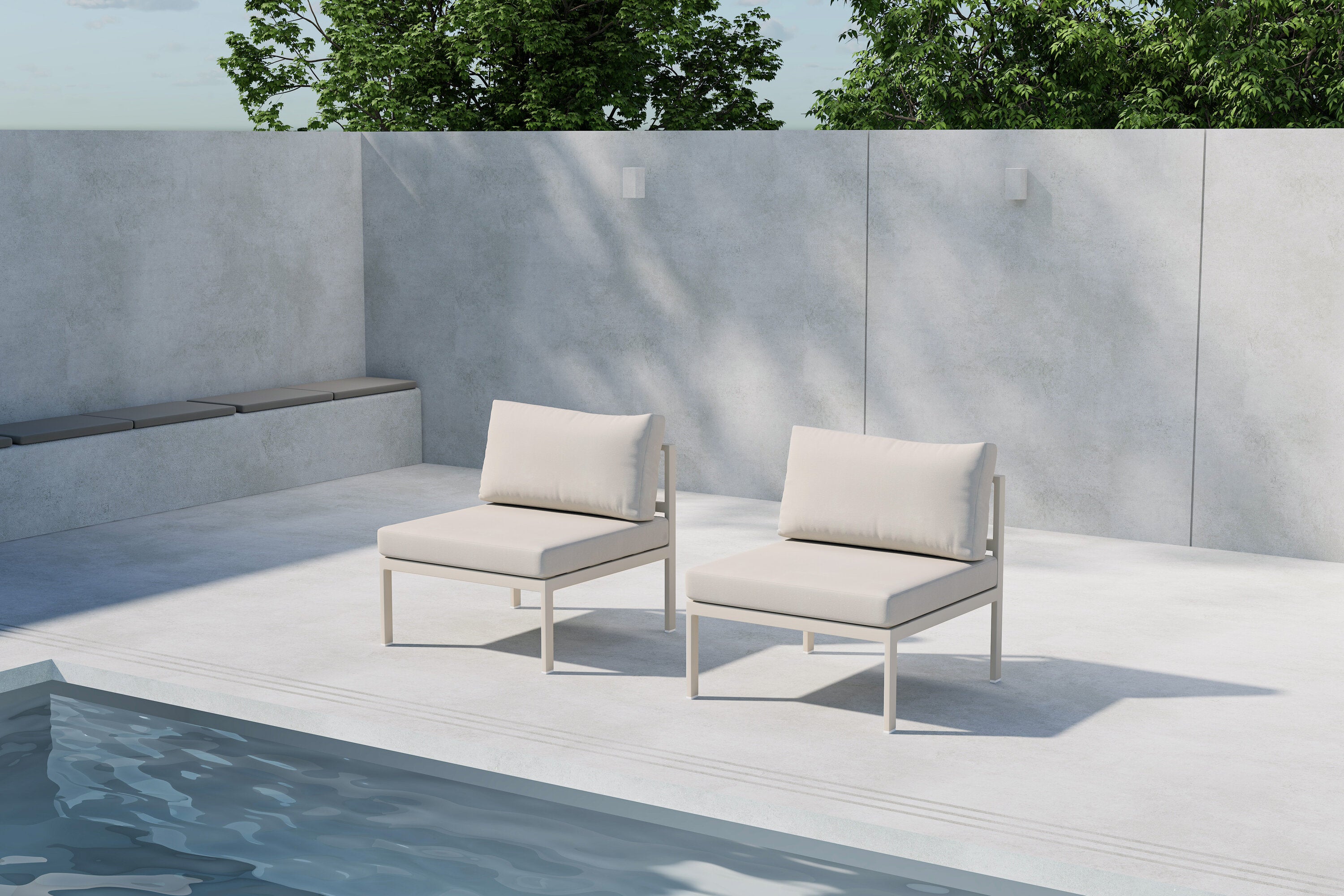 Beige Mittelmodul des Copacabana Sofas von Venture Home, ideal für stilvolle Lounge-Bereiche und gemütliche Entspannung.