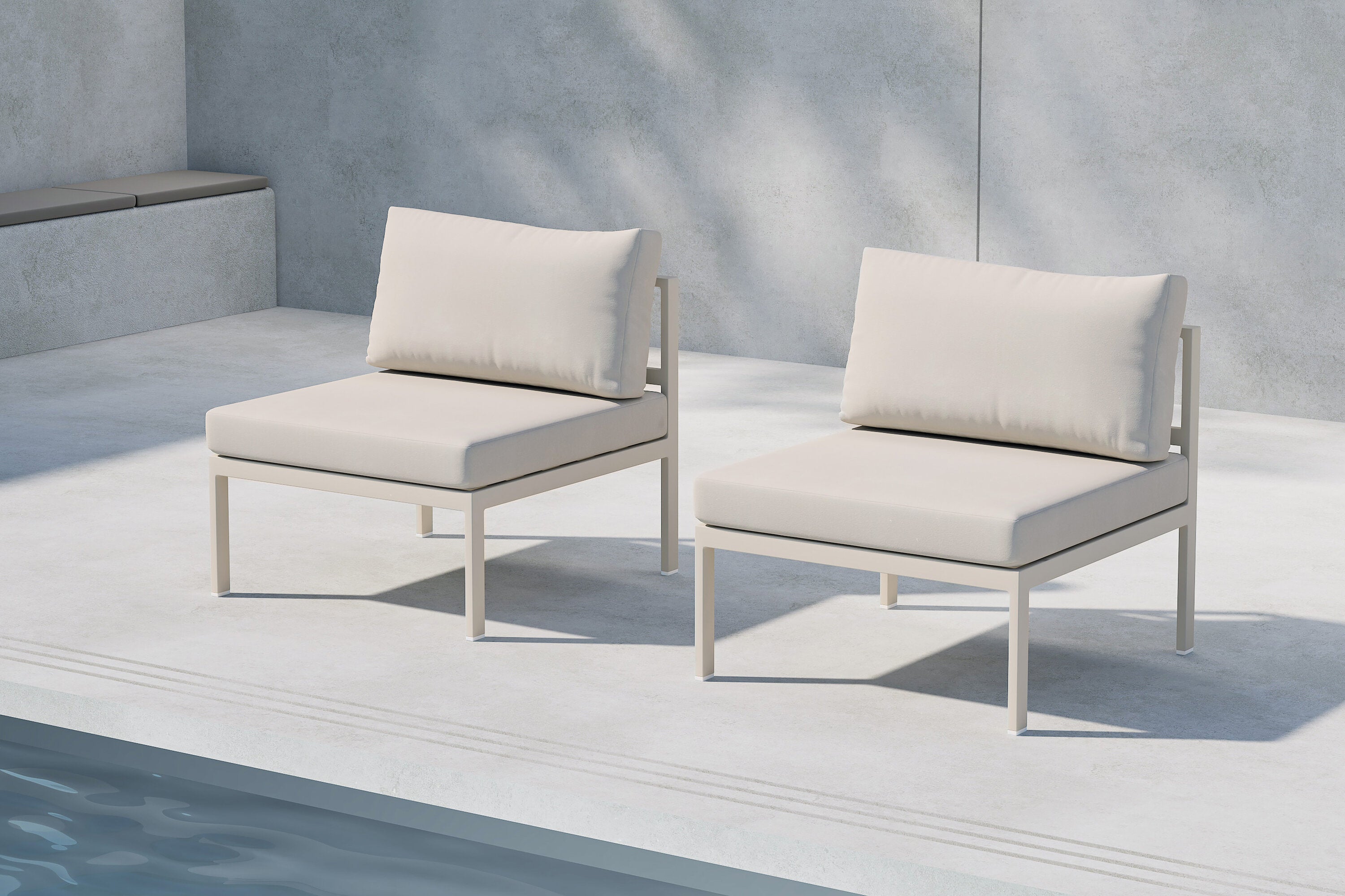 Elegantes Mittelmodul des Copacabana Sofas von Venture Home in Beige, perfekt für moderne Lounges und entspannte Momente.