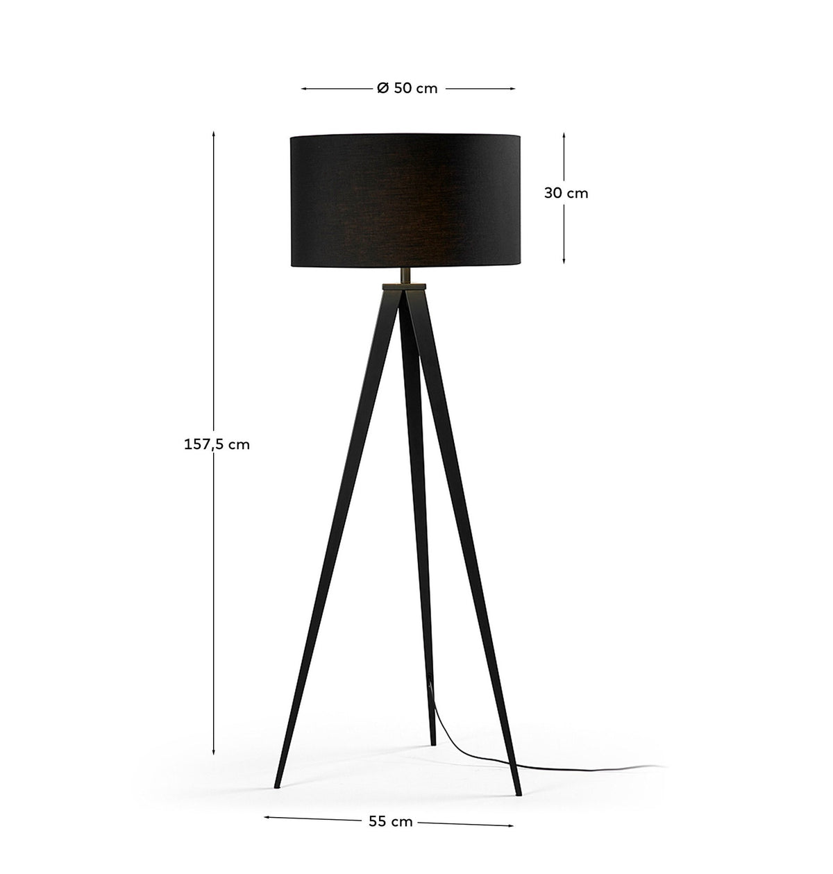 Iguazu Stehlampe, schwarz in Schwarz präsentiert im Onlineshop von KAQTU Design AG. Stehleuchte ist von Kave Home