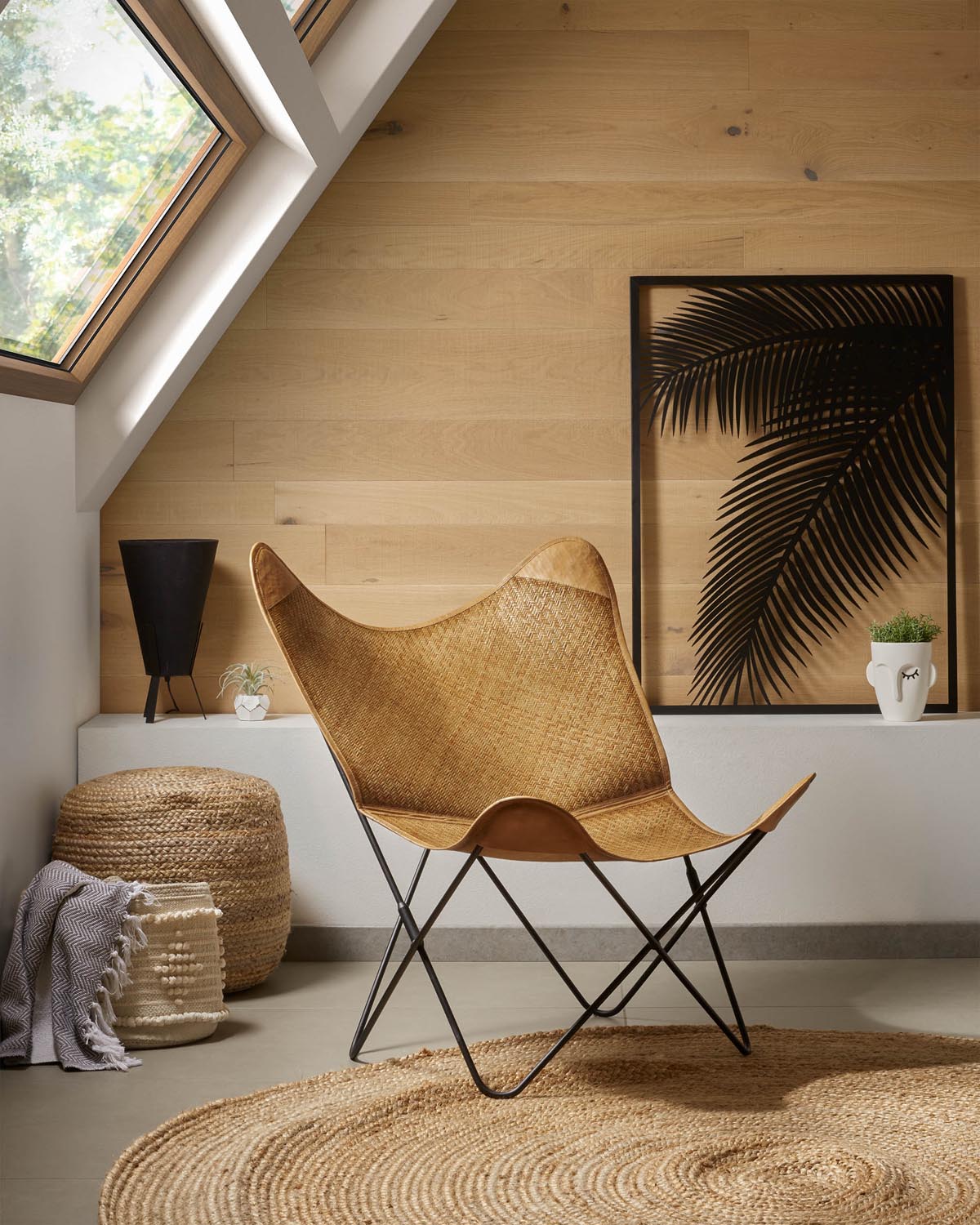 Eleganter Doc Pouf Ø 50 cm aus Naturmaterialien von Kave Home.