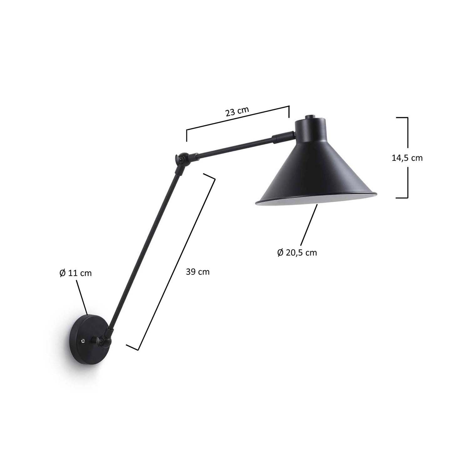 Moderne Dione Wandleuchte in mattem Schwarz von Kave Home – ideal für kleine Räume und individuelle Lichtgestaltung.