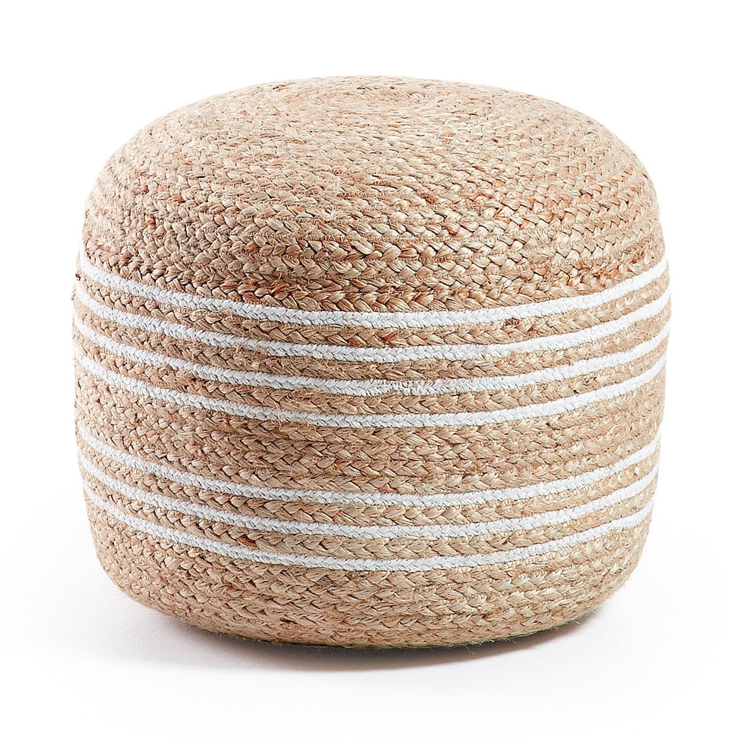 Der Saht Pouf Ø 45 cm von Kave Home: stilvoll, funktional, naturbelassen, weiss, aus Jute und EPS, ideal für Wohnräume.