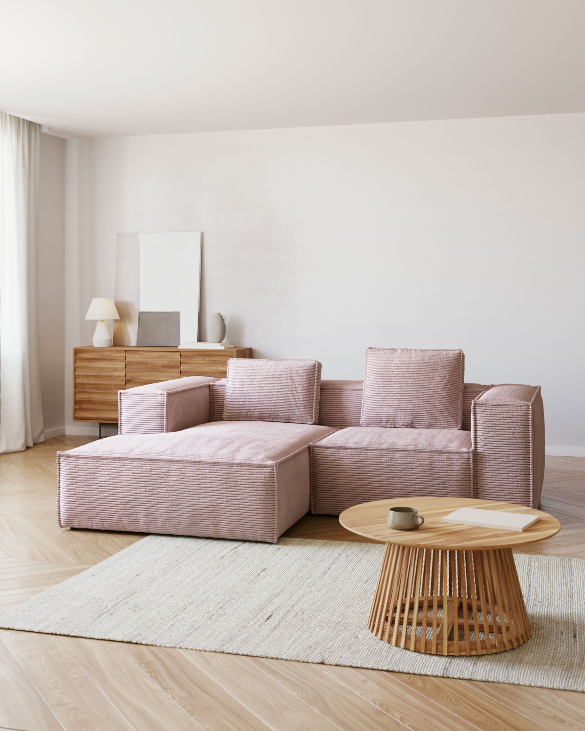 Kissen Blok, schwer entflammbar mit dickem Cord in Rosa, 40 x 60 cm in Rosa präsentiert im Onlineshop von KAQTU Design AG. Deko Kissen ist von Kave Home