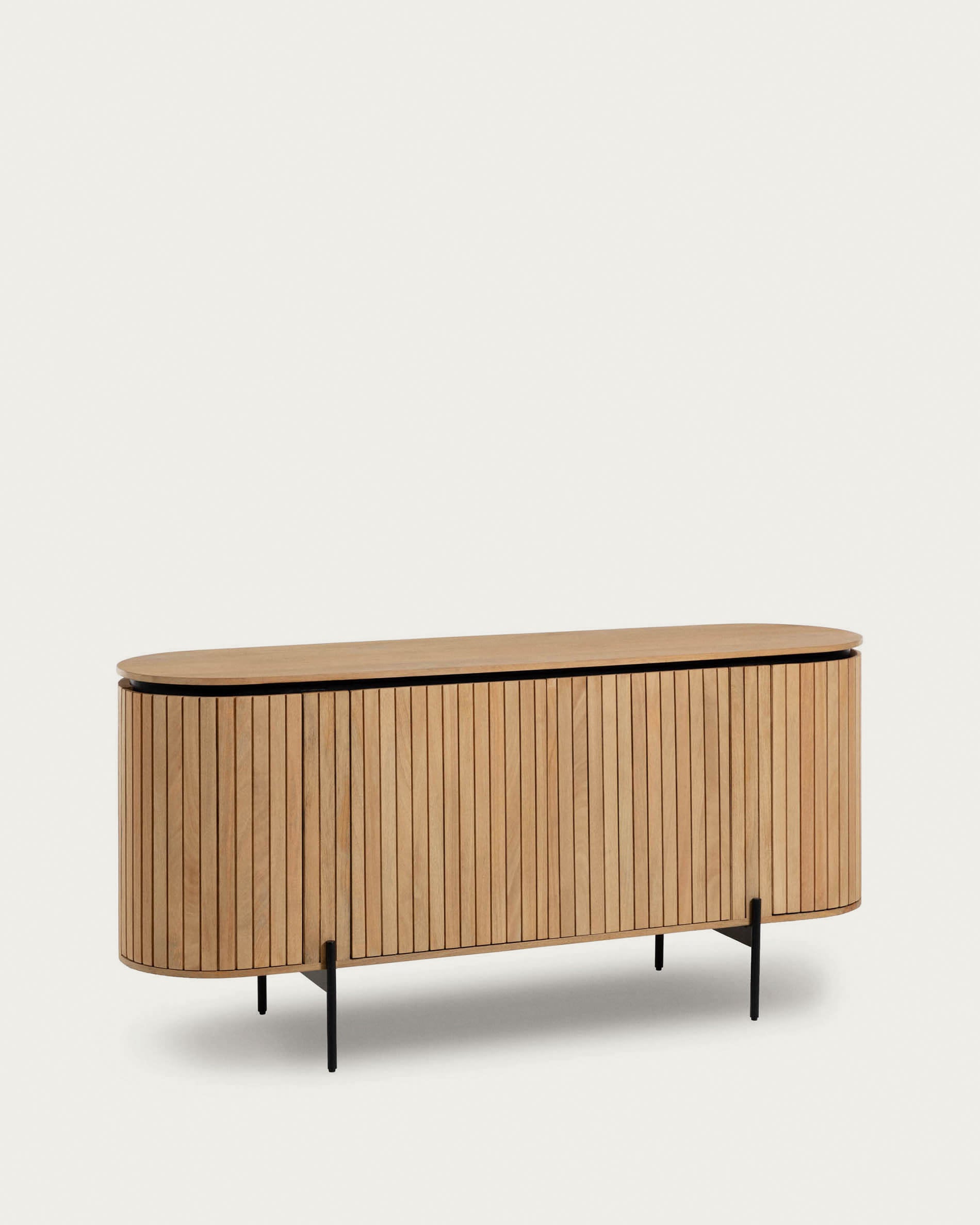 Licia Sideboard: Stilvolles Mangoholz-Design mit schwarzem Metall.