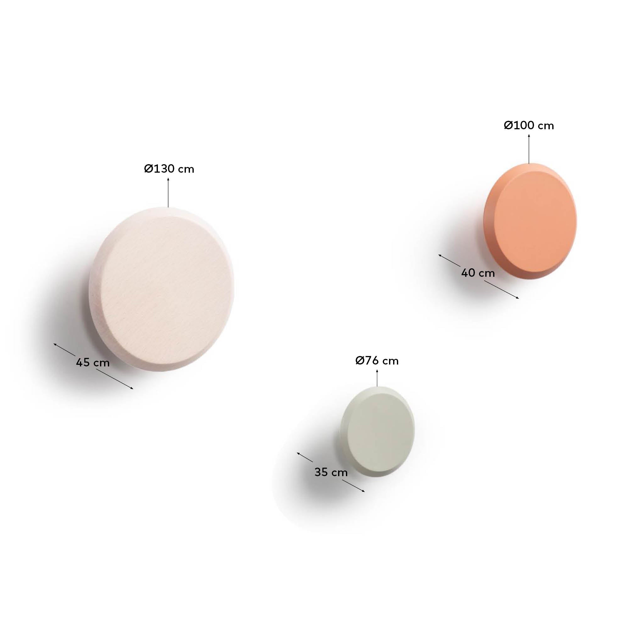 Entdecken Sie das Nadua Set aus 3 Wandhaken aus massiver Buche in Natur, Orange und Beige – stilvoll, robust und ideal für jede Einrichtung!