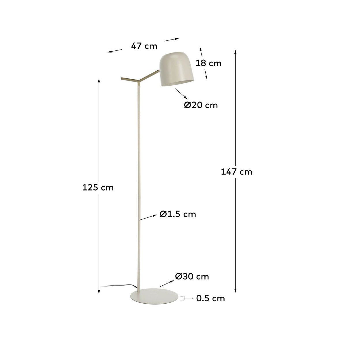 Alish Stehlampe in Beige präsentiert im Onlineshop von KAQTU Design AG. Stehleuchte ist von Kave Home