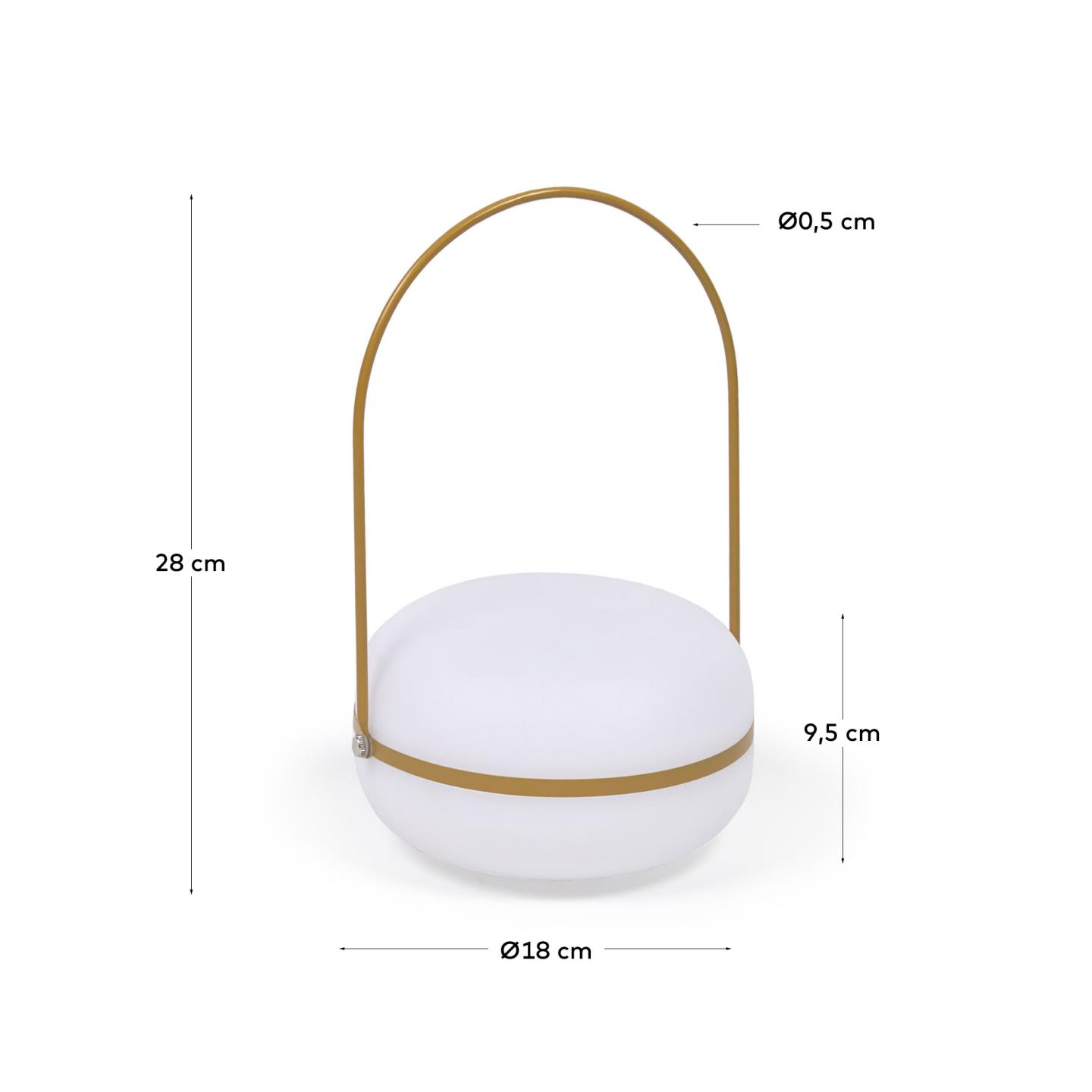 Die Tea Tischlampe von Kave Home vereint modernes Design und praktische Mobilität. Ihr warmes senfgelbes Finish schafft eine gemütliche Stimmung überall.