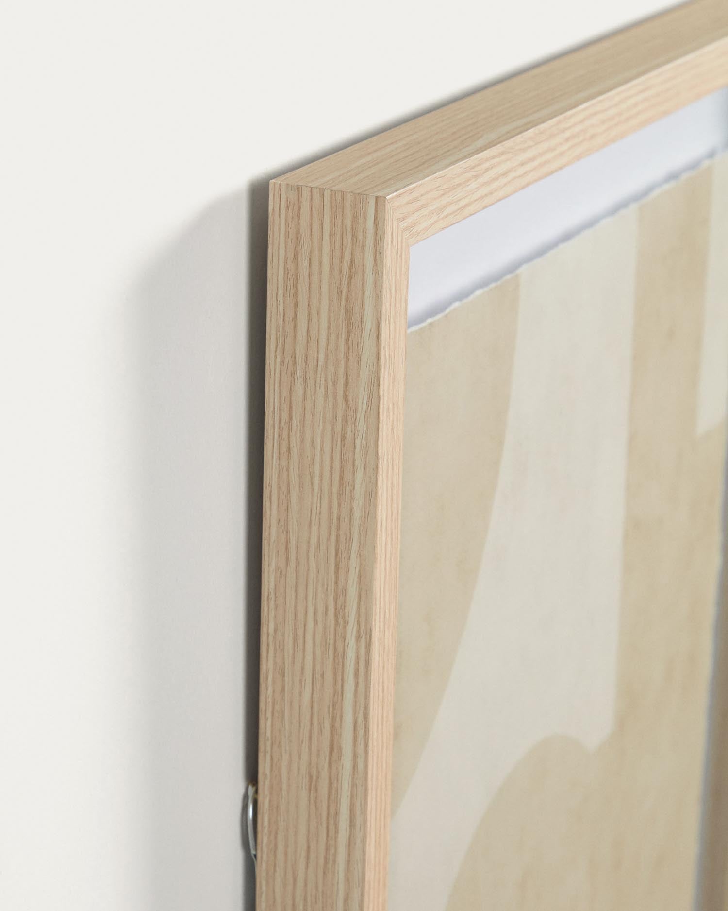 Abstraktes Wandbild mit geometrischen Formen in Beige, 50x70 cm, von Kave Home, perfekt für moderne und elegante Raumgestaltung.