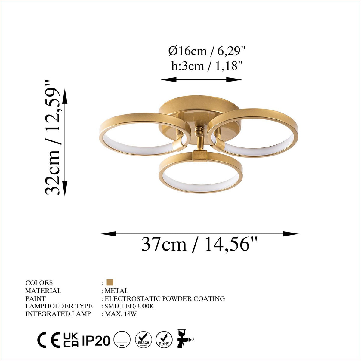 Halka Deckenleuchte - Gold in Gold präsentiert im Onlineshop von KAQTU Design AG. Deckenleuchte ist von Opviq