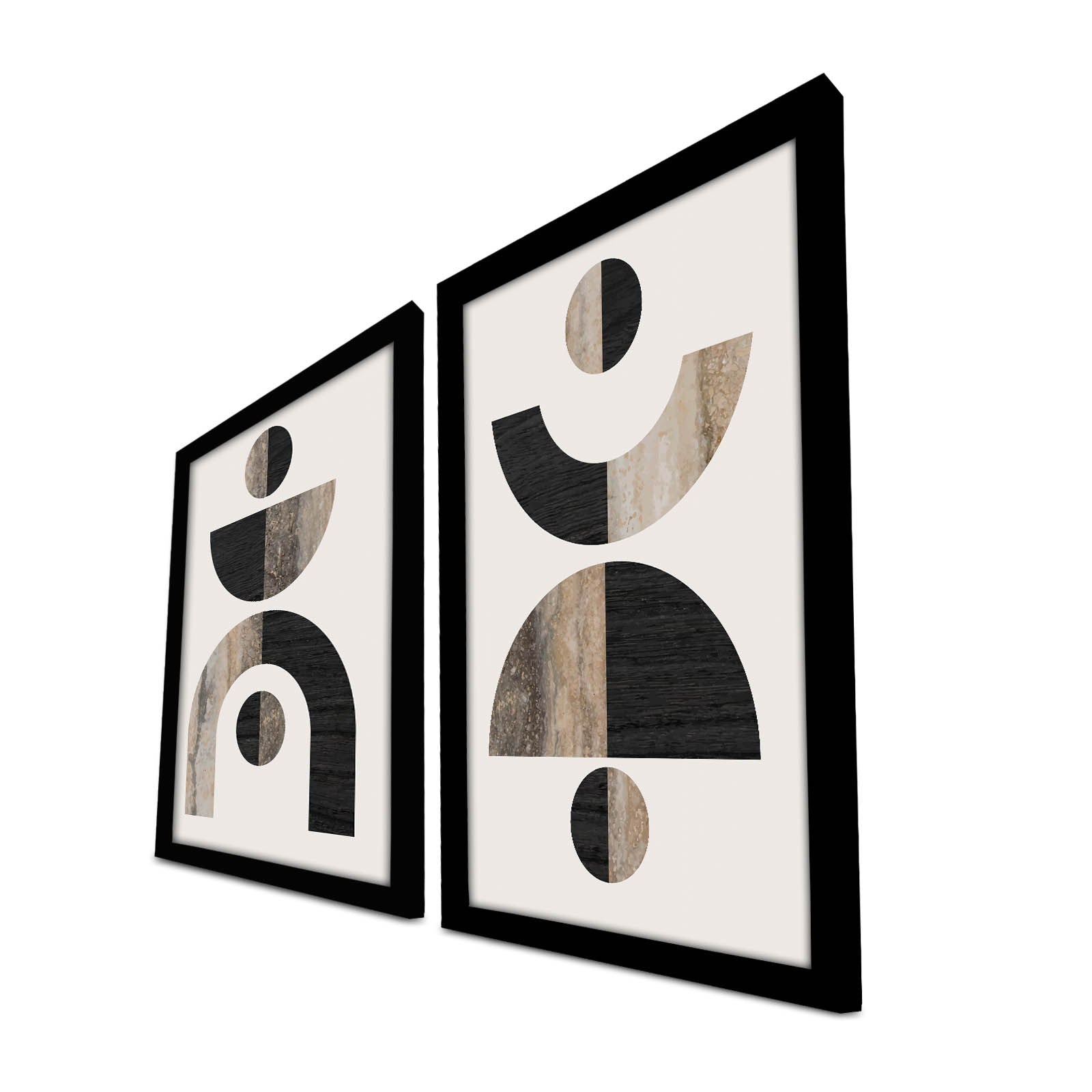 Verleihen Sie Ihrem Raum mit dem 2P3853NISCT Bild von Wallity in Braun, Mink, Weiß und Schwarz einen Hauch von Eleganz und Stil!