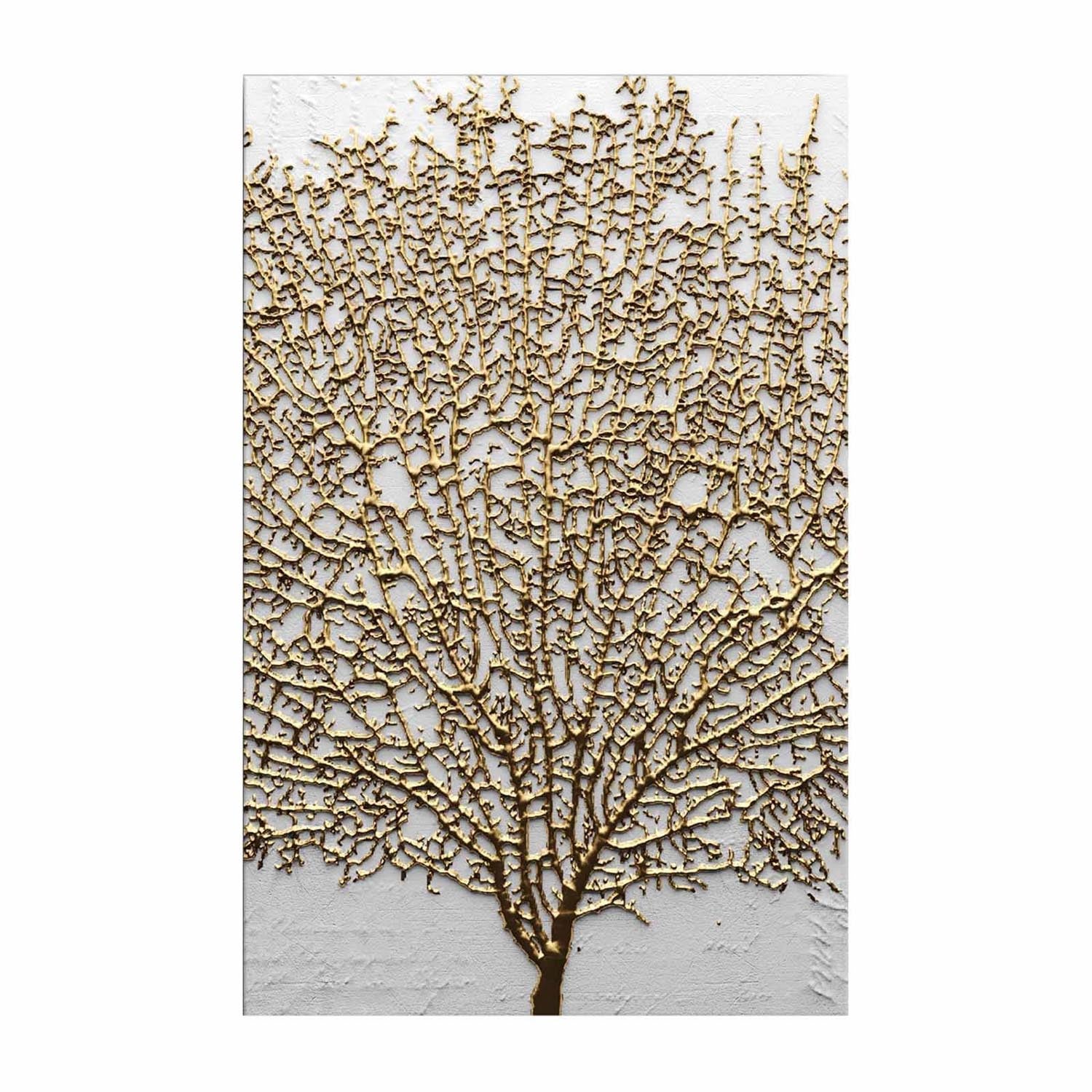 Verleihen Sie Ihrem Raum mit dem Leinwandgemälde 4570NISC von Wallity in Gold und Weiß einen Hauch von Luxus und zeitloser Eleganz.