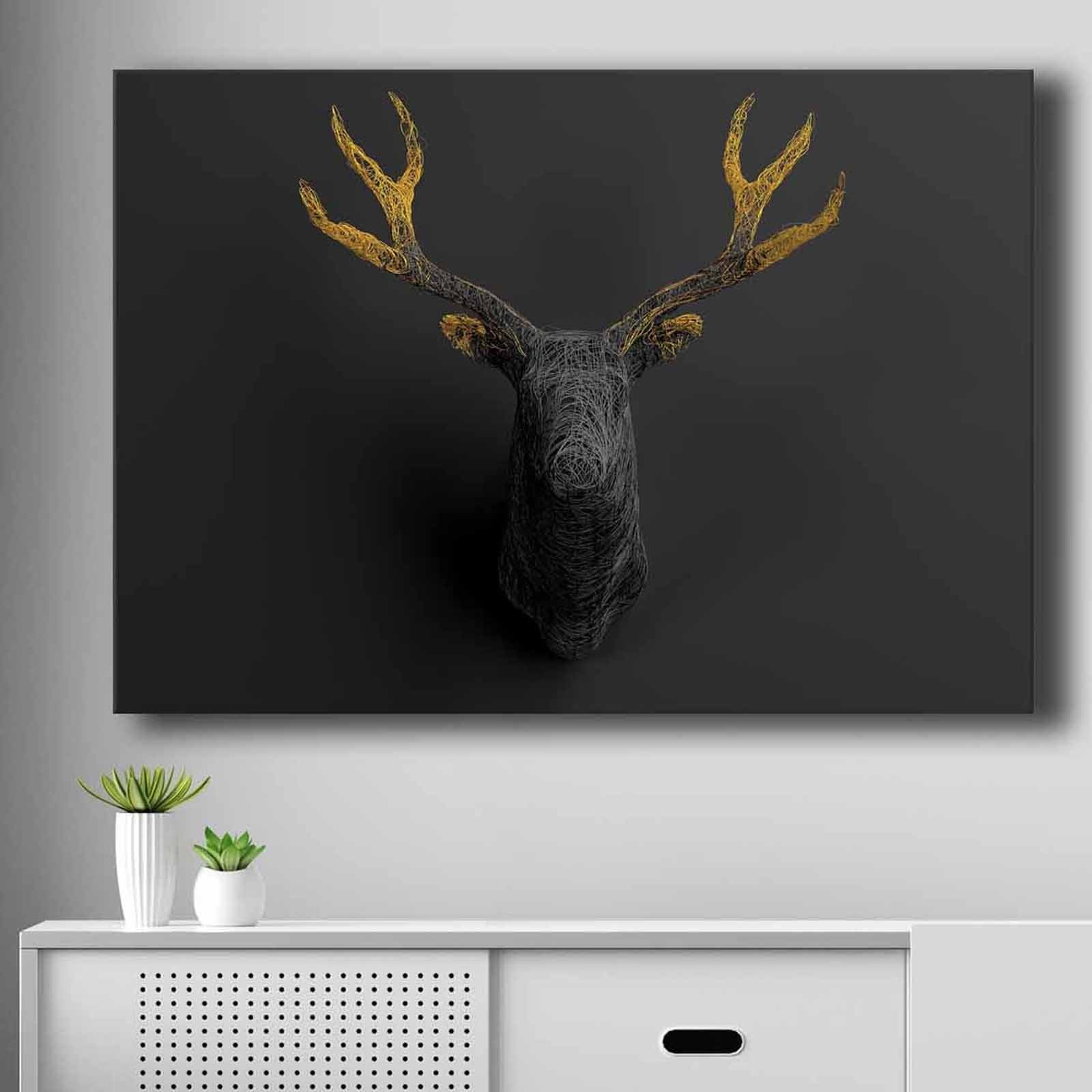 Entdecken Sie das beeindruckende Leinwandgemälde 70100NISC in Gold und Schwarz von Wallity. Ein elegantes Kunstwerk, das jeden Raum aufwertet.