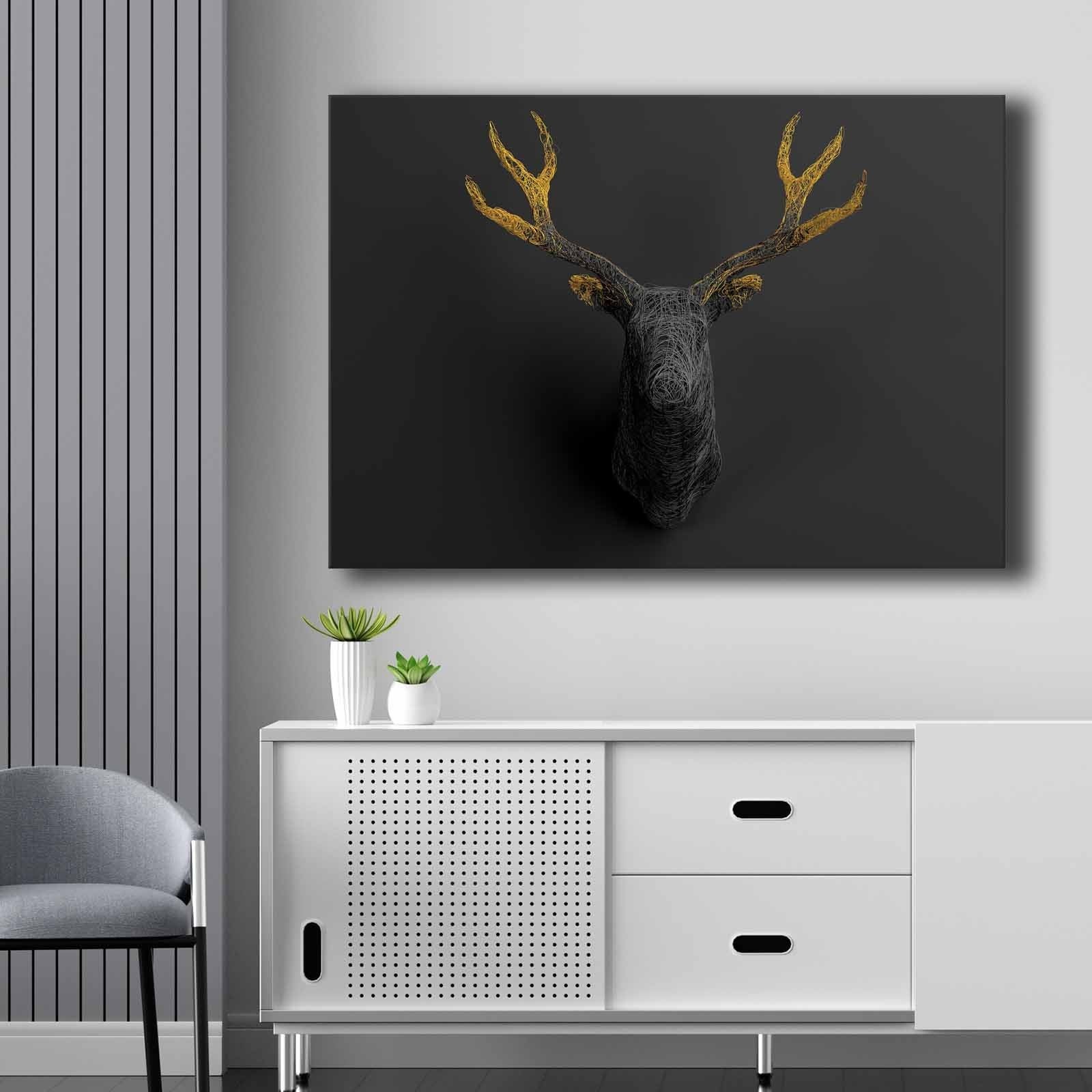 Verleihen Sie Ihrem Zuhause mit dem Leinwandgemälde 70100NISC von Wallity in Gold und Schwarz einen Hauch von Luxus und Stil.