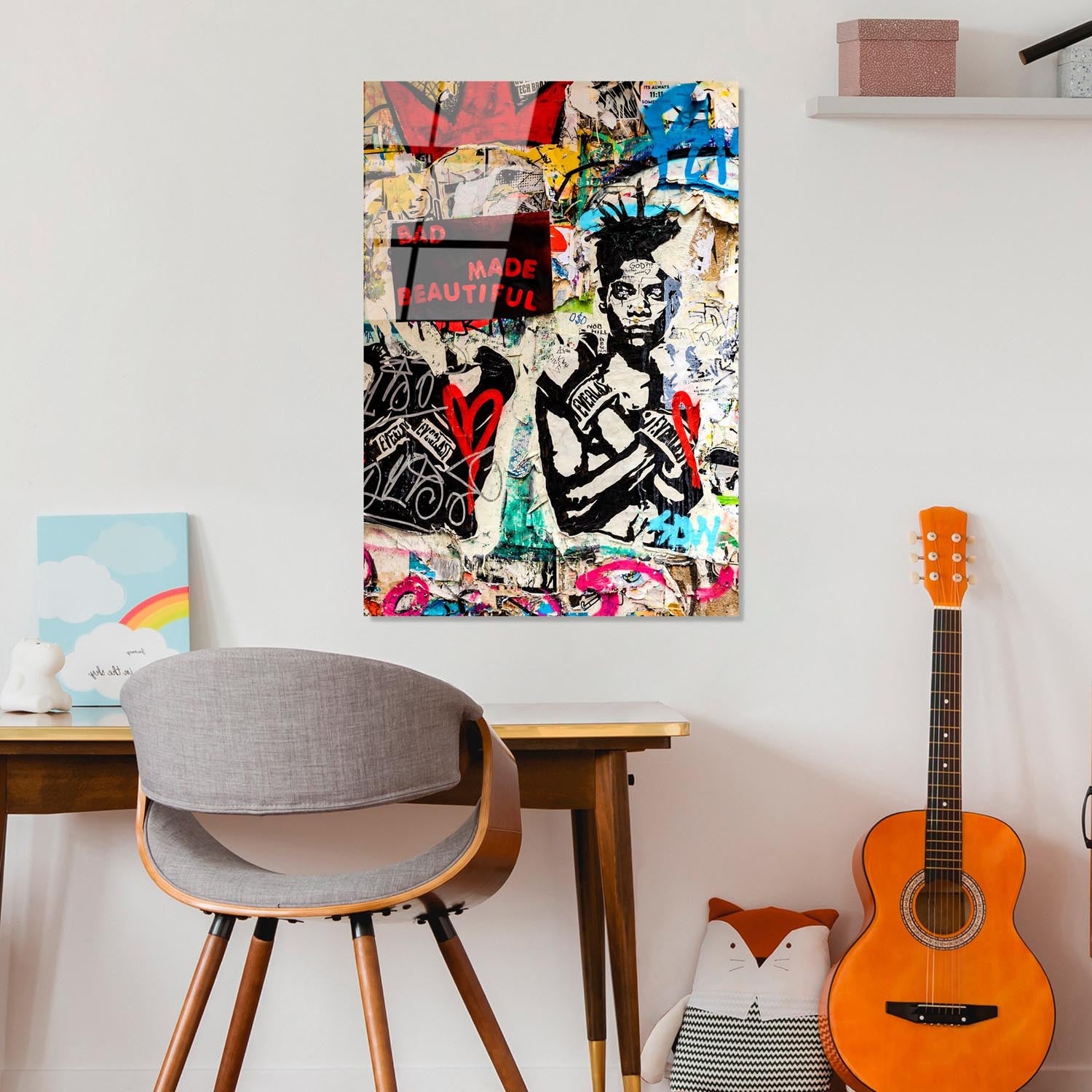 Entdecken Sie die faszinierende Welt der Banksy-Kunst mit Wallitys mehrfarbigem UV-Bild – ein elegantes und langlebiges Highlight für jeden Raum.