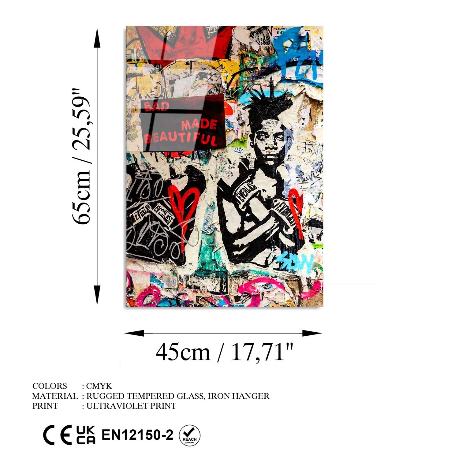 Verleihen Sie Ihrem Raum mit Wallitys mehrfarbigem UV-Bild von Banksy einen kreativen Akzent – ein zeitloses Kunstwerk aus robustem gehärtetem Glas.