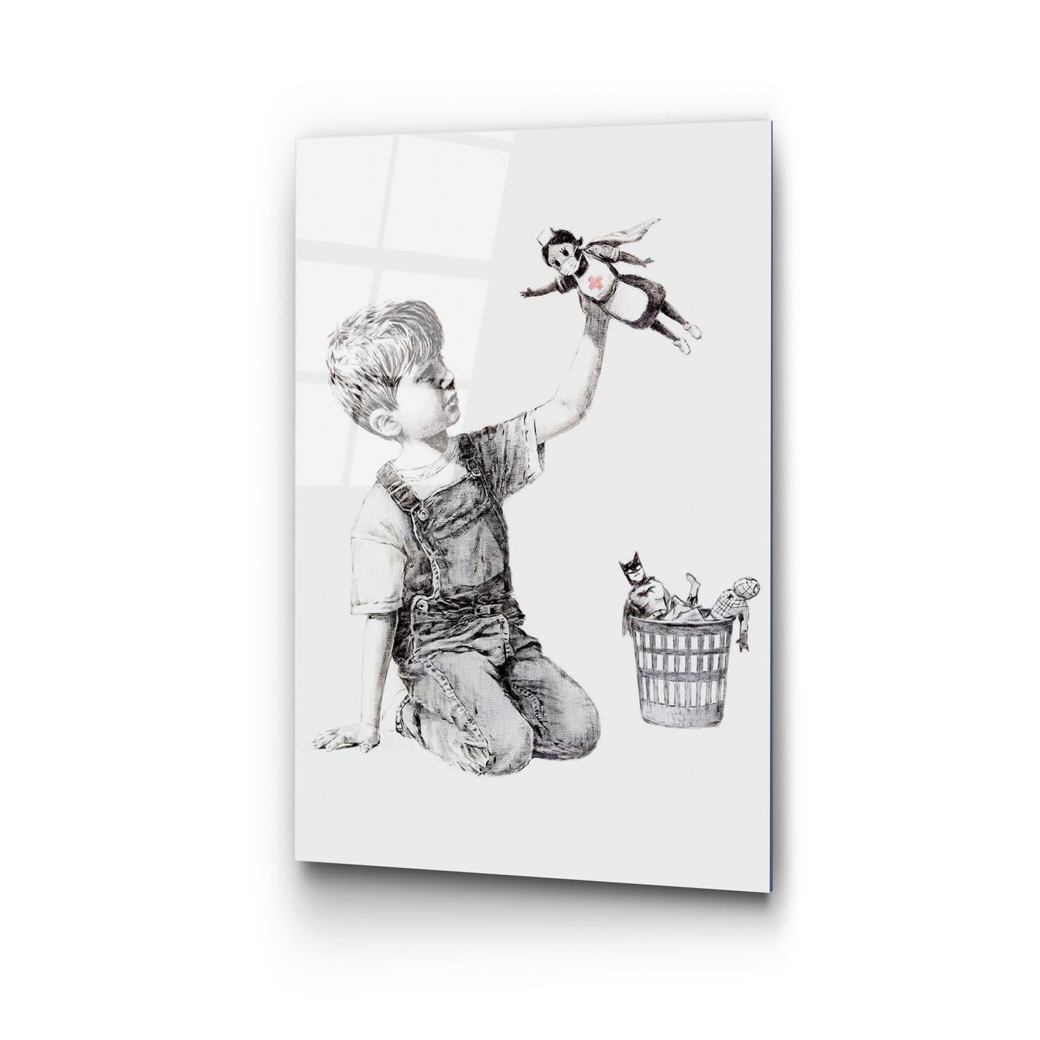 Verleihen Sie Ihrem Raum mit dem mehrfarbigen UV-Bild von Wallity einen Hauch von Banksys fesselnder Kunst und inspirieren Sie Ihre Gäste.