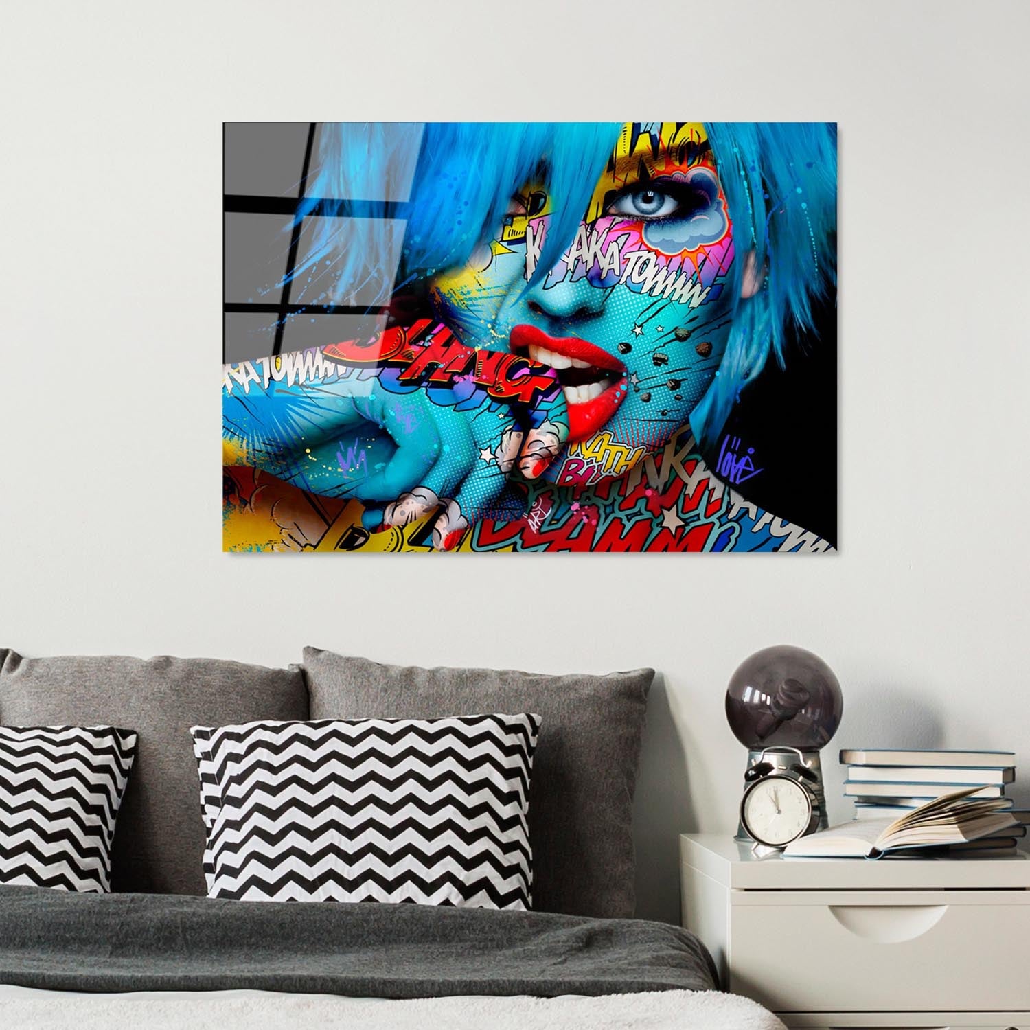 Entdecken Sie das UV-713 Sicherheitsglasgemälde von Wallity – ein elegantes Kunstwerk, das jeden Raum mit lebendigen Farben und faszinierenden Details verwandelt.