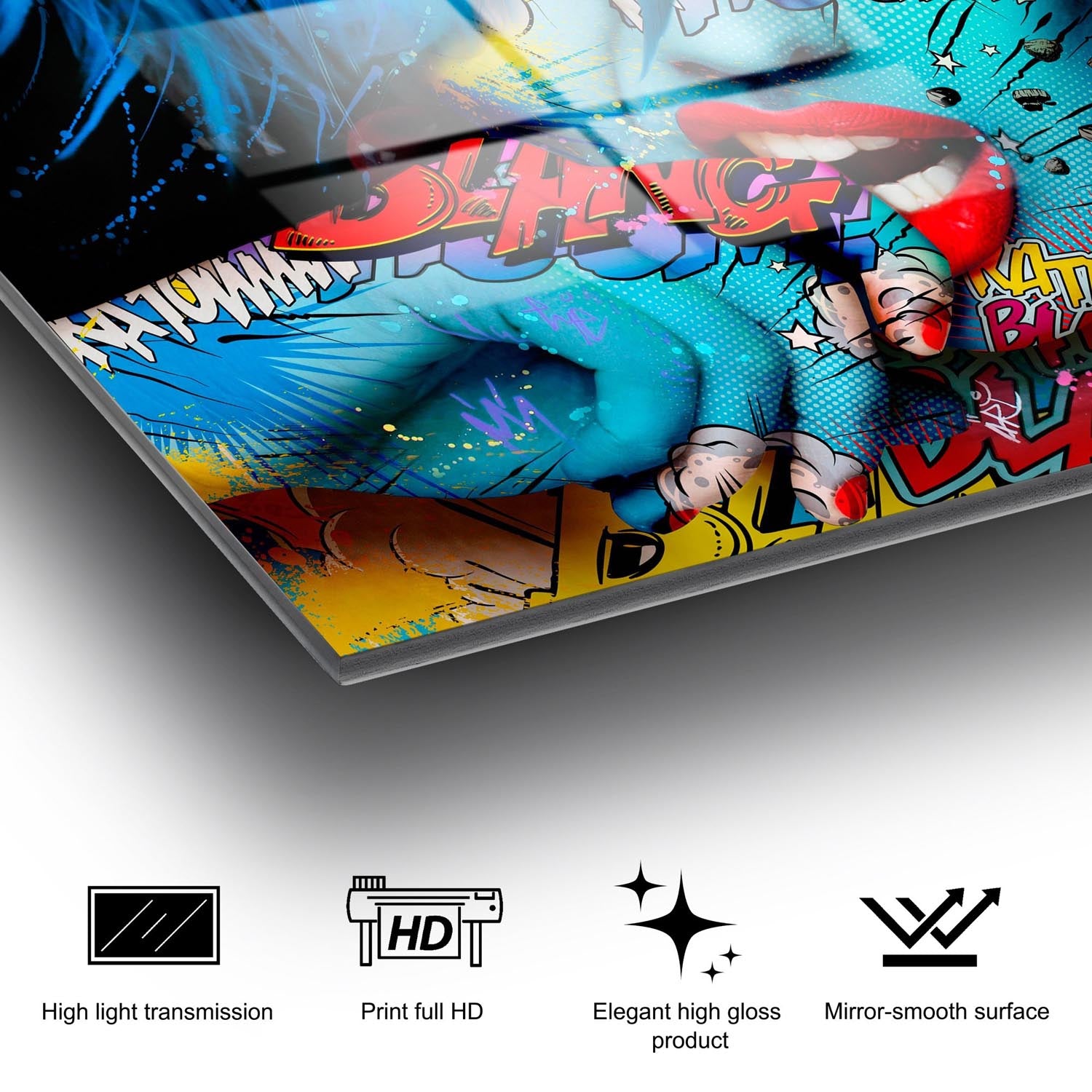 Entdecken Sie das UV-713 von Wallity: Ein faszinierendes Sicherheitsglasgemälde, das mit lebendigen Farben und exquisitem Design jeden Raum verwandelt!