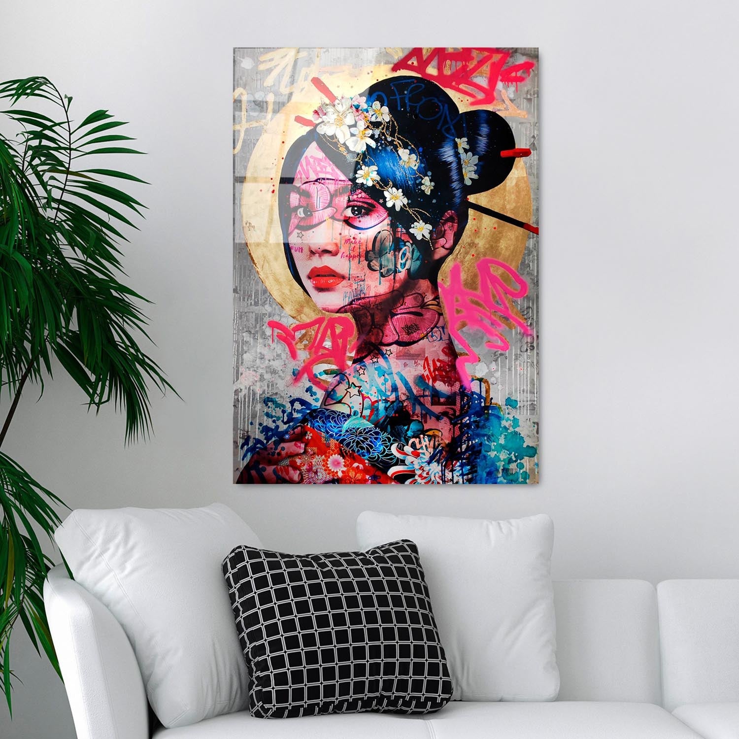 Entdecken Sie die fesselnde Schönheit des mehrfarbigen UV-Bildes von Wallity! Dieses 70 x 100 cm große, hochwertige Hartglasgemälde verwandelt jeden Raum in ein Kunstwerk.